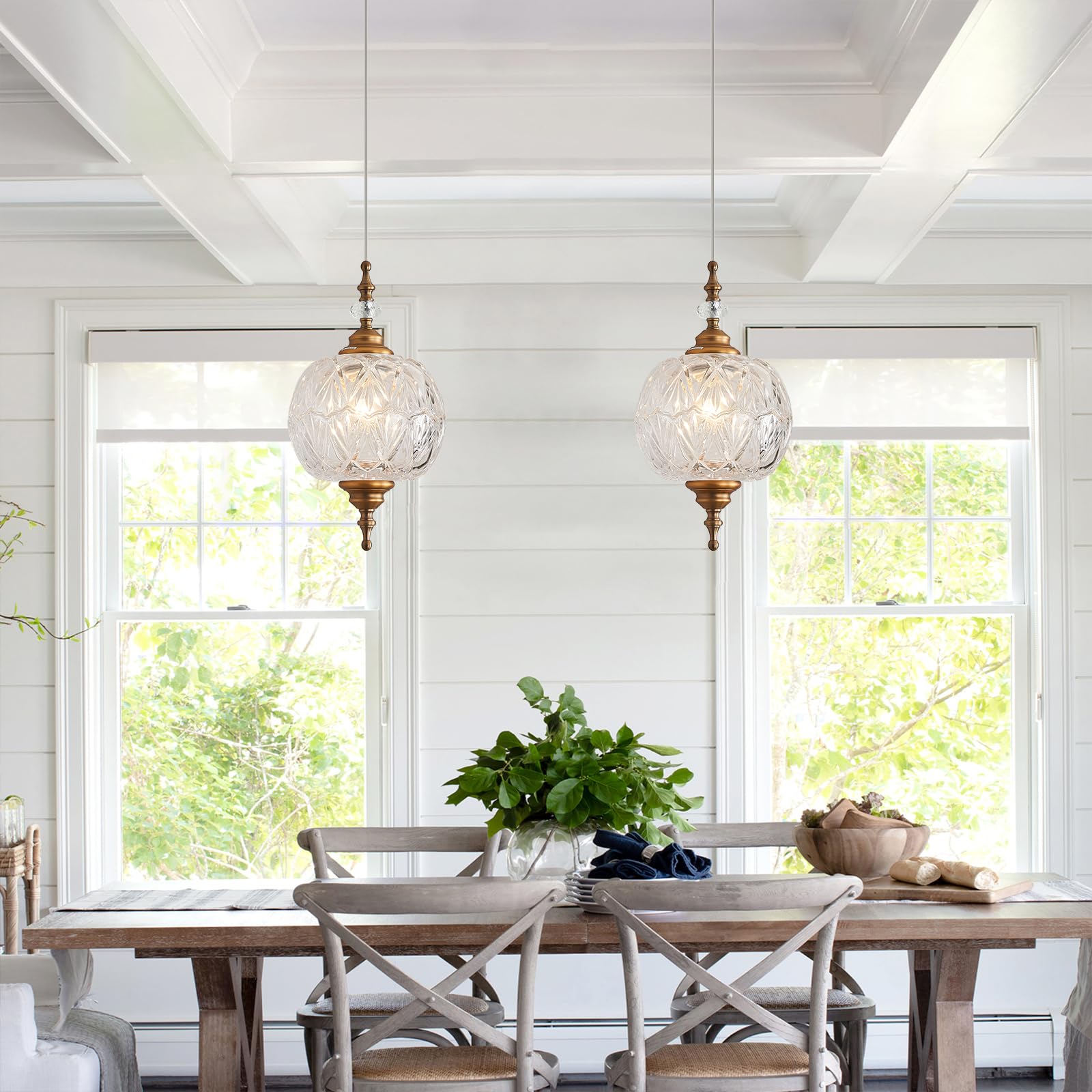 Tlolgt Plug In Pendant Light Fixtures Brass Vintage Pendant Lights Ceiling Pendant Fixtures For Bedroom Living Room Dining Room