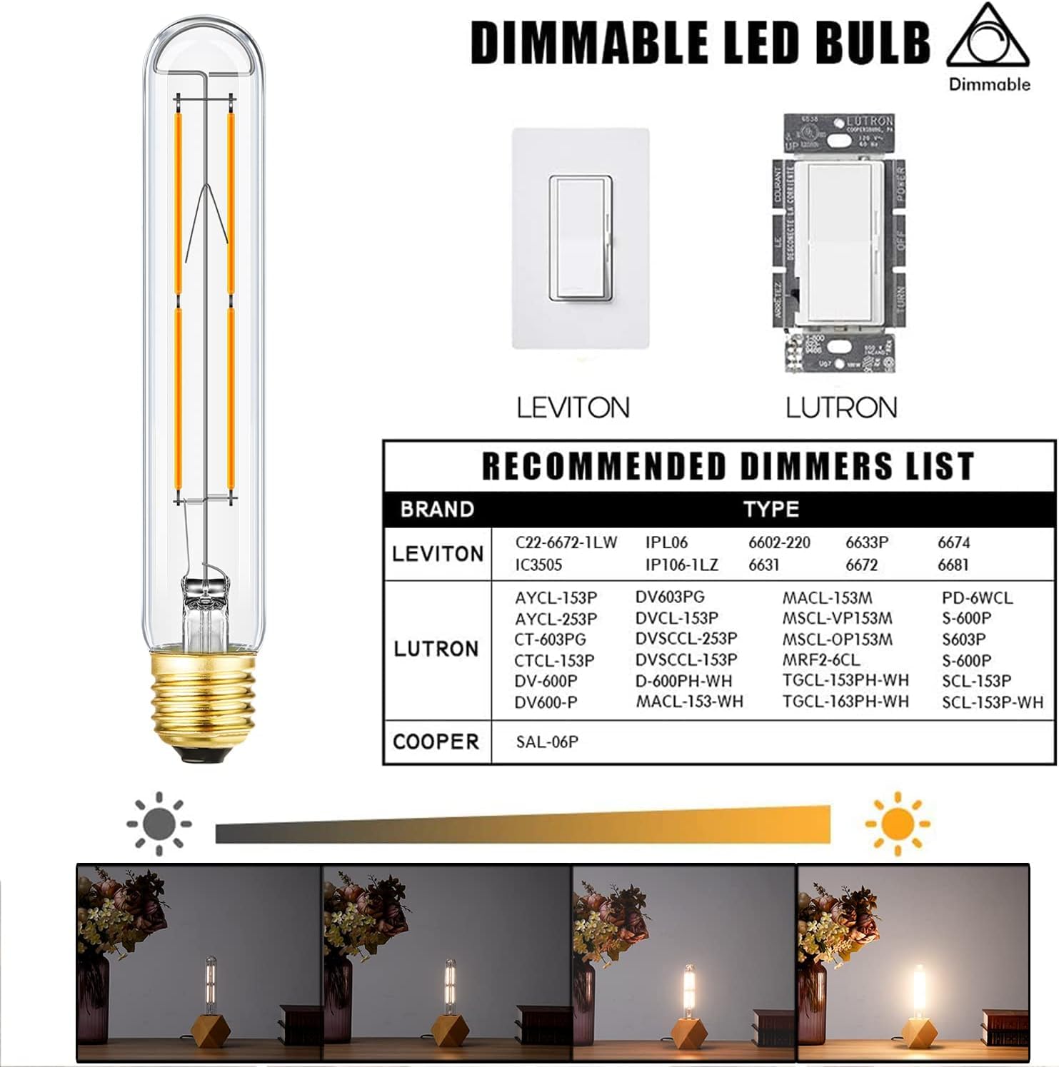 Leools E26 LED Bulb 8W (75W Equivalent) Soft White 3000K T10 Glass 4-Pack