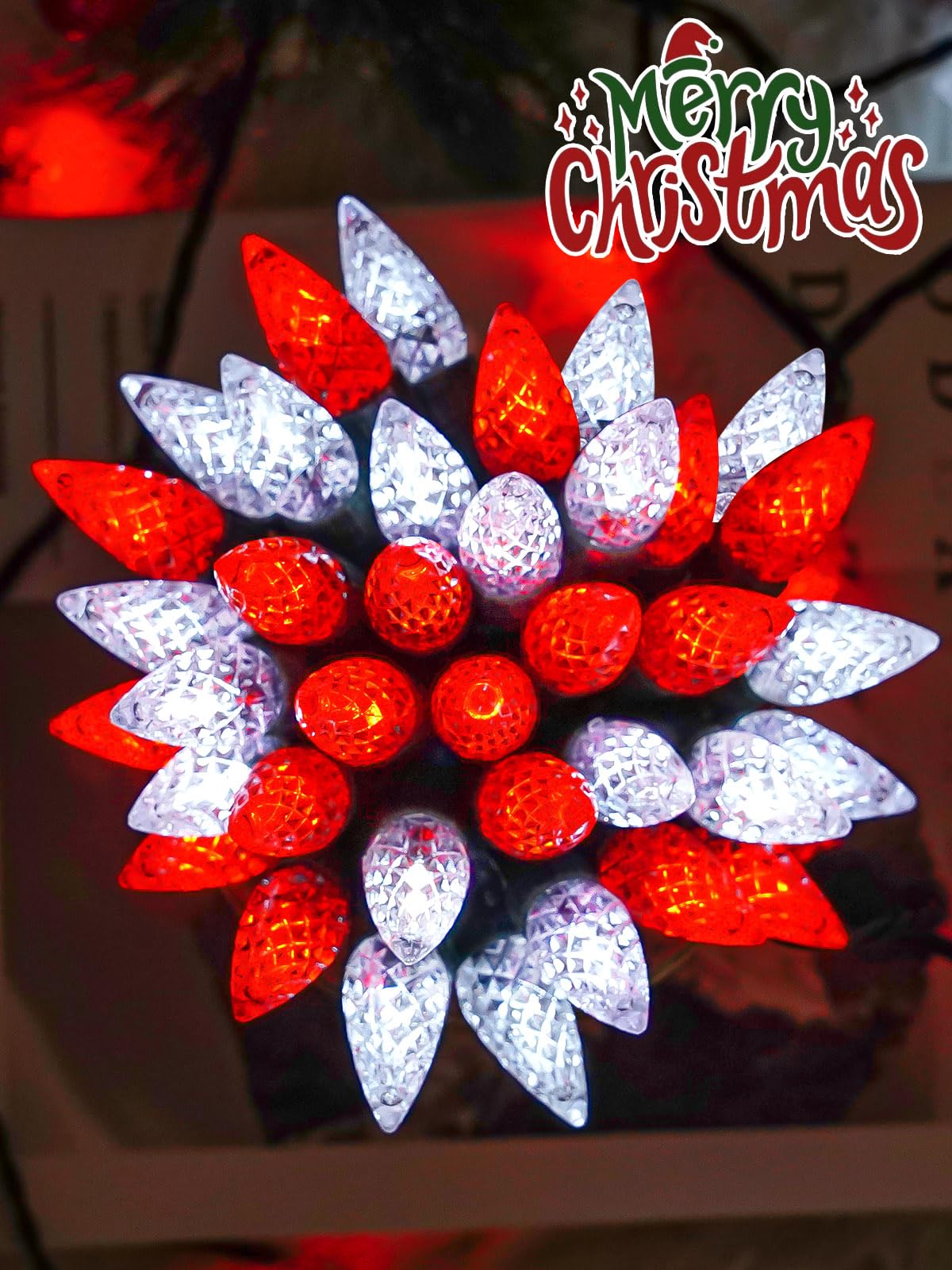 2 Pack C6 Christmas Lights Outdoor Indoor  Total 200 Led 66 Ft Connectable Christmas String Lights With Timer & 13 Modes  Waterproof Twinkle Light For Xmas Tree Party Yards Decorations (Red And White)