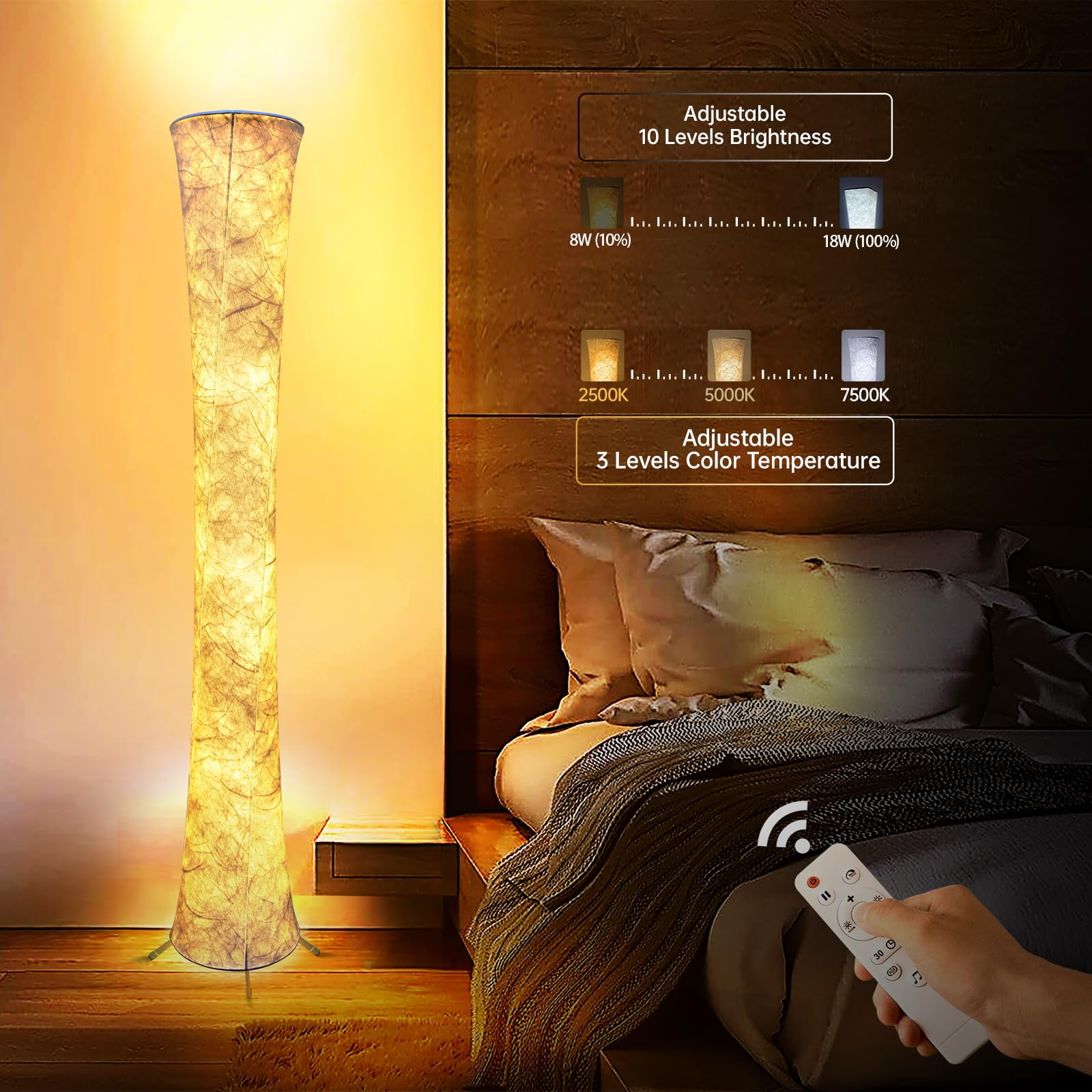 Floor Lamp, Rgb Color Changing Led Smart Lamp, Music Sync, App Remote Control, 62'' Standing Lamp For Living Room Bedroom Game R