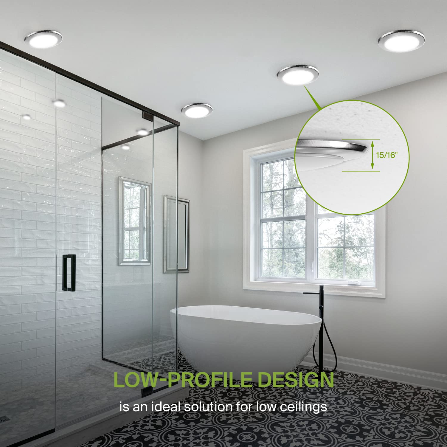 ASD 6 Pack LED Disk Lights, 15W 5CCT 2700K-5000K, Dimmable Ceiling Fixture, 6in Brushed Nickel, Model ASD-L