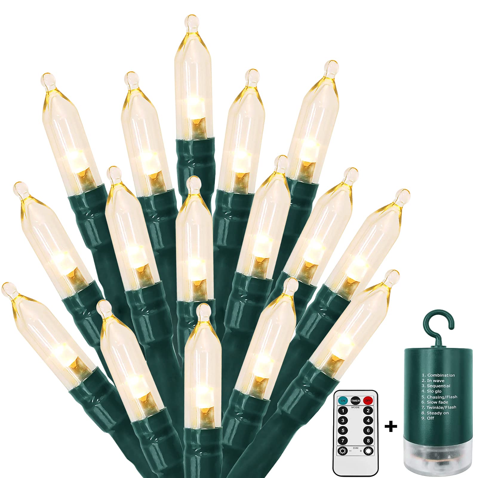 MASHANG Christmas Light Set, 100 LED Clear Mini Lights String Outdoor Waterproof Battery Operated String Lights with Timer and R