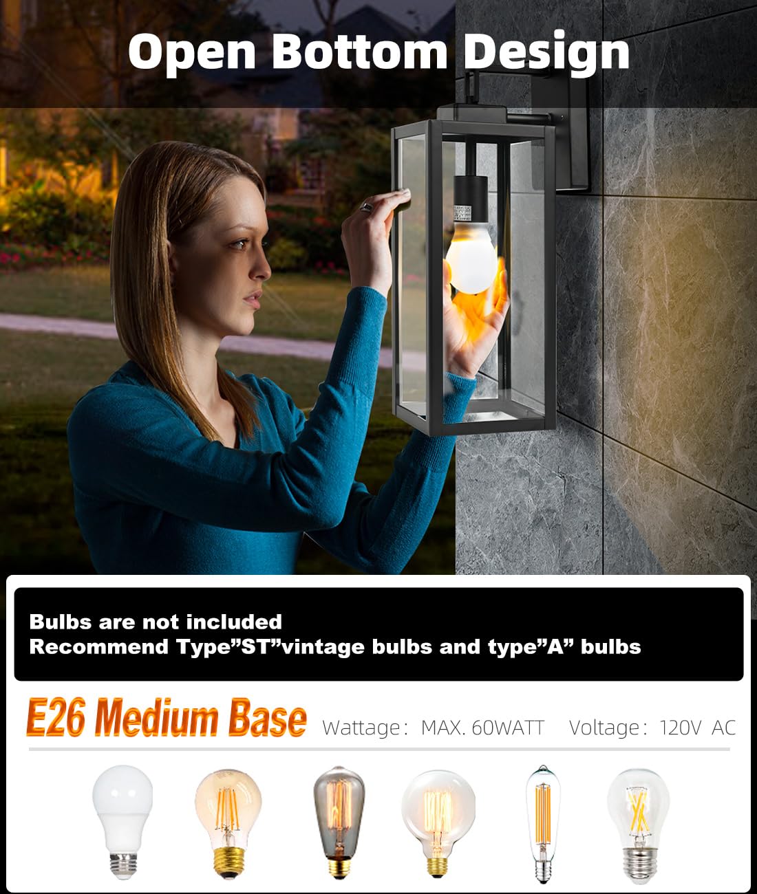 Faymart 18&quot; Outdoor Wall Lights, Dusk To Dawn Sensor, 2 Pack Metal Sconce For Porch Patio