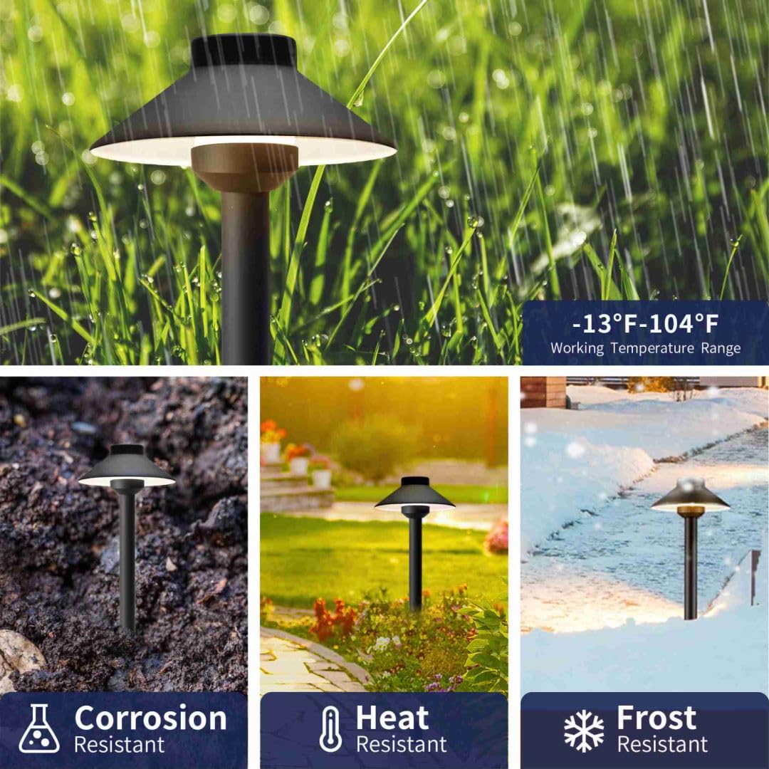 Gardenreet Brass Low Voltage Black Path Lighting Kit (6 Pack Path Lights) With 100 Feet Cable And 30Pack Wire Connectors For Out