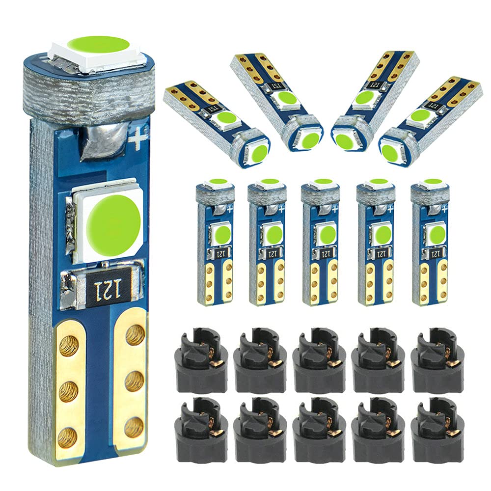 Dodofun Ice Blue T5 37 74 Led Bulb With Twist Lock Socket Pc74 Pc37 Dashboard Instrument Panel Gauge Cluster Light Pack Of 10