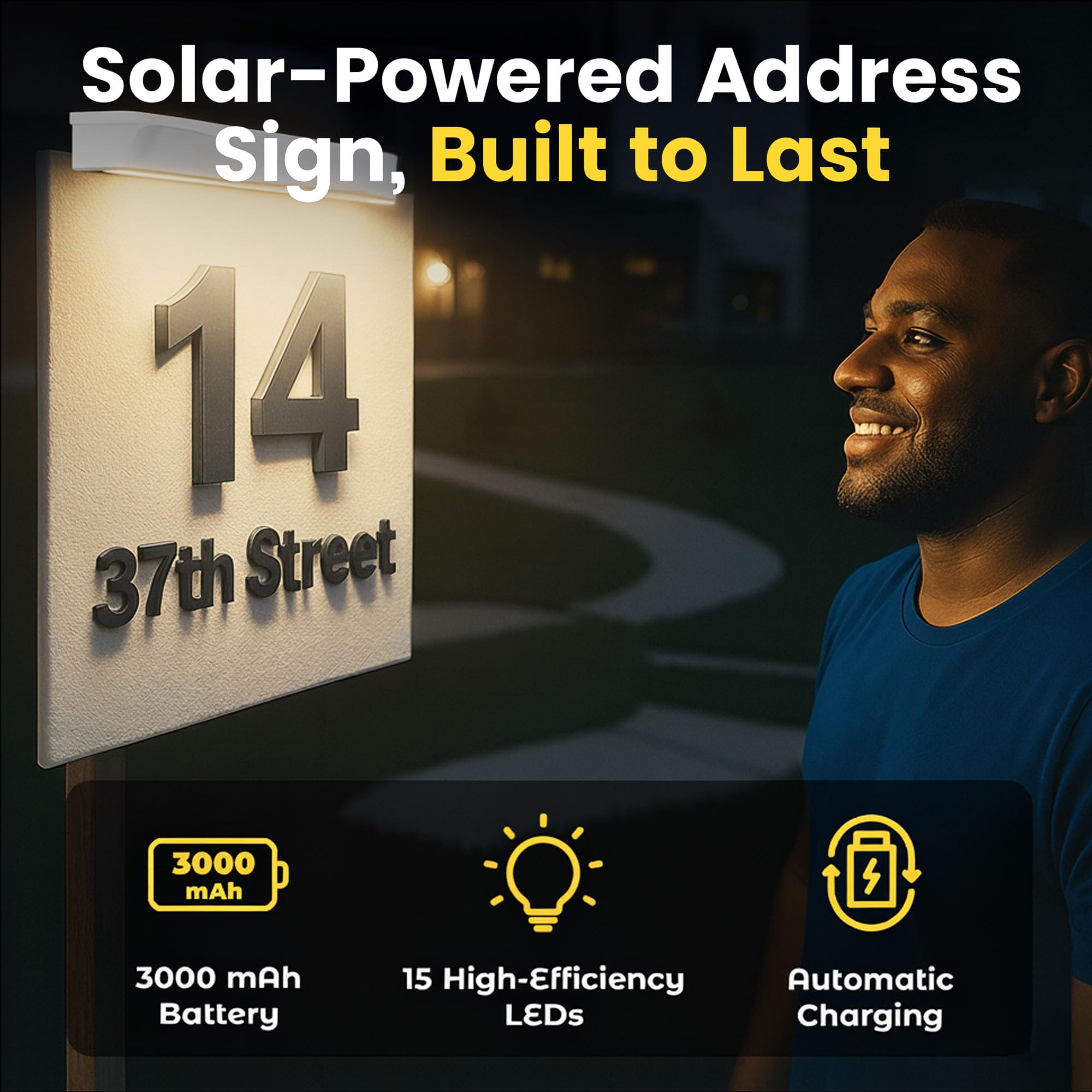 BRIGHTICONIC Solar LED Sign Lights - Wireless, Waterproof, Dusk to Dawn, Outdoor Lighting for Real Estate Signs - 2 Pack, White