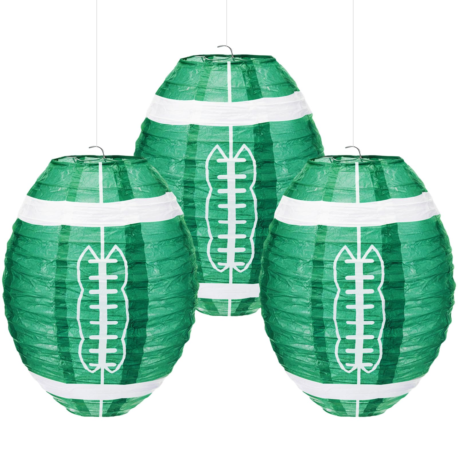 Mudder 6 Pieces 12 Inches Football Paper Lanterns Sports Fan Party Decor Football Hanging Decoration Sports Ball Lantern for Bir
