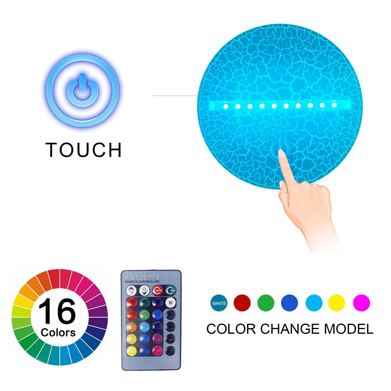 AZALCO 3D Basketball Night Light, Color Changing & Dimming LED Lamp, Remote Control, Acrylic Decor for Kids, Model 20180916NLUS03