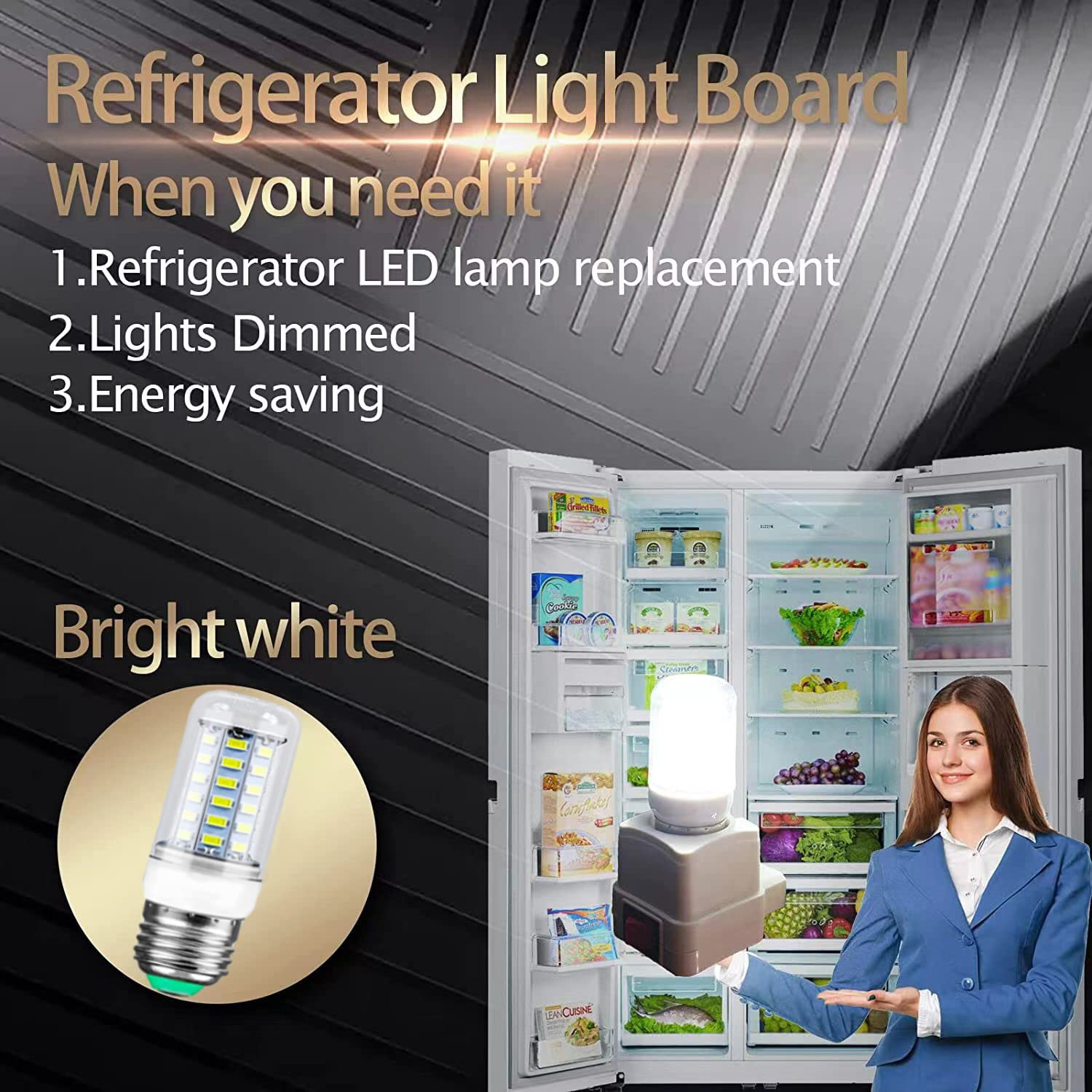 Fneiosg E26 Led 7W 60W Equivalent, Daylight White 6500K 700Lm, 25,000 Hour Lifetime, Non-Dimmable Refrigerator Light Bulb, Energ