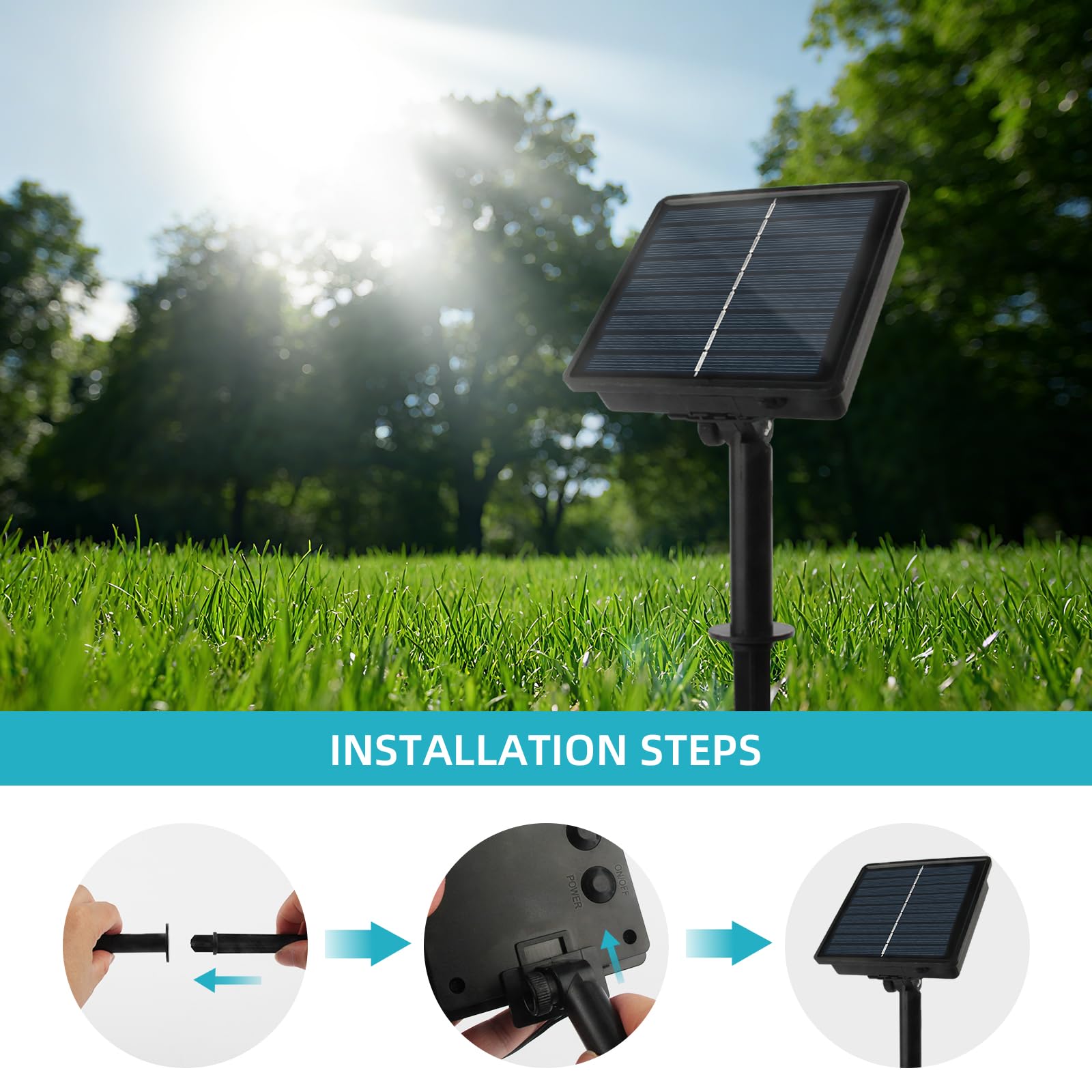 Tcamp 33Ft 100Led Solar Christmas Lights Outdoor Waterproof  Solar Outdoor String Lights With 8 Lighting Modes Memory Function For Xmas Tree Wedding Party Garden Decorations (Warm White)