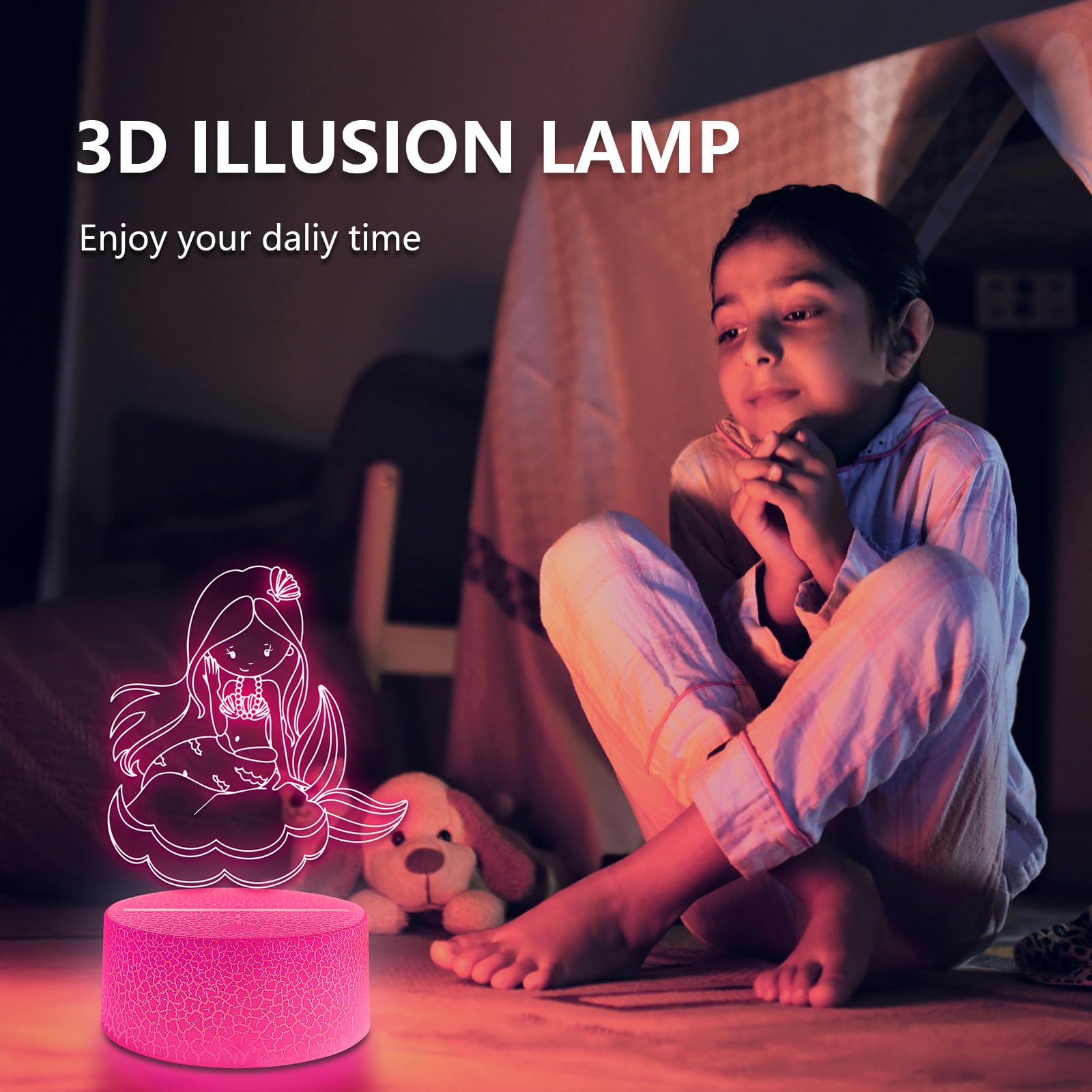 SKYMINOTIN Princess Gift Night Light for Girls, 16 Colors Dimmable with Remote Control Bedroom Lamps, Smart Touch Toddler Room D