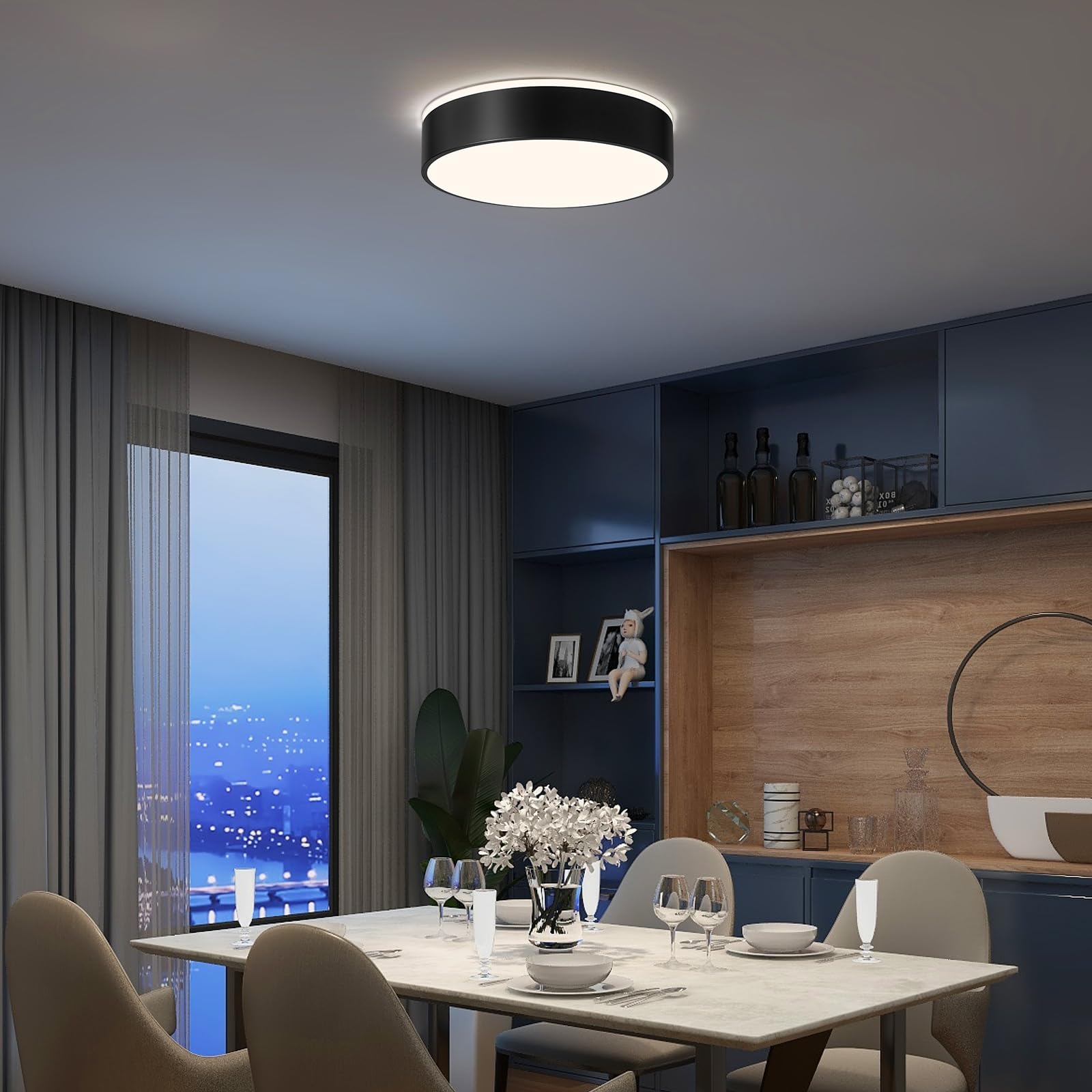 Vikaey Black Led Ceiling Light Modern Flush Mount Light Fixture Round Metal Ceiling Lamp For Living Room Entryway Bedroom Kitche