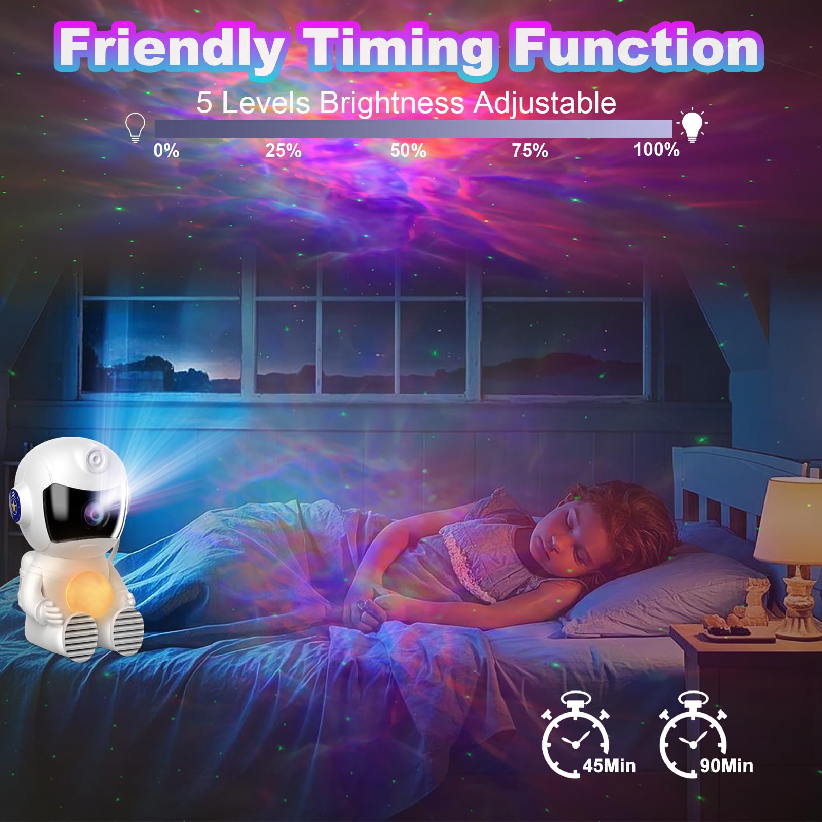 Astronaut Galaxy Projector with Moon Lamp Robot Star Night Light Starry Nebula Space LED Lamp with Timer and Remote Control Star