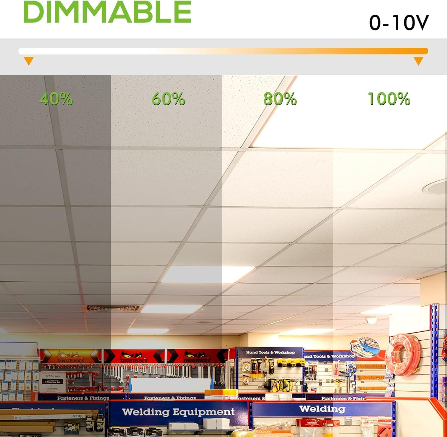 hykolity LED Flat Panel Troffer Light, 2x4, 40-60W, CCT Selectable 4000K-6500K, Dimmable, Model PN