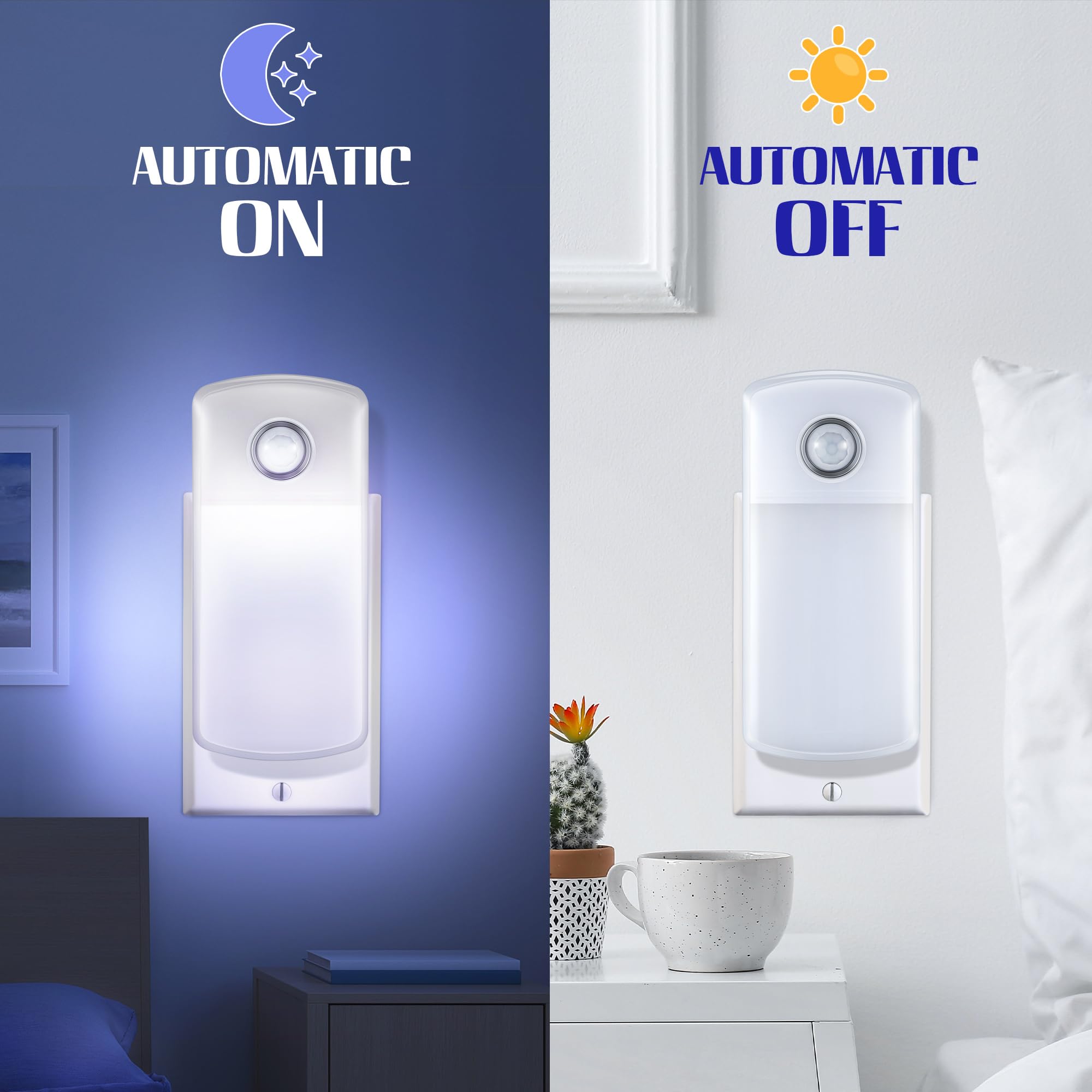 Enhon 5-in-1 Emergency Night Lights - Rechargeable LED Flashlight with Motion Sensor, Multicolor, Model SO1447, 6 Pack