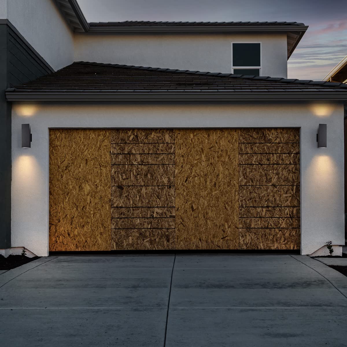 Mirrea 2-Pack Modern Outdoor Porch Light, Matte Black Aluminum Wall Sconce, Waterproof 12-Inch