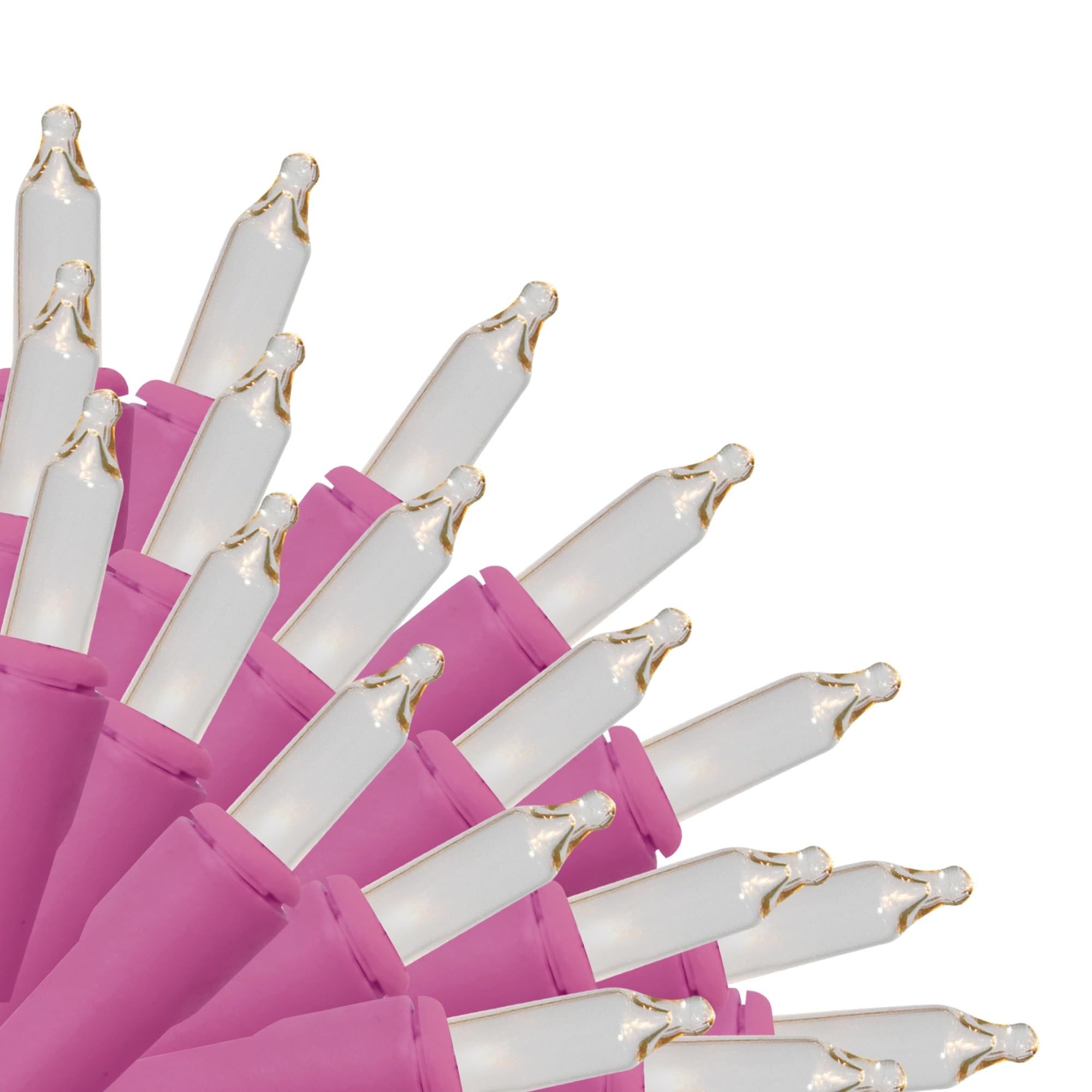 Brite Star 50 lt Designer Series Mini Light Set, Clear, Pink Wire