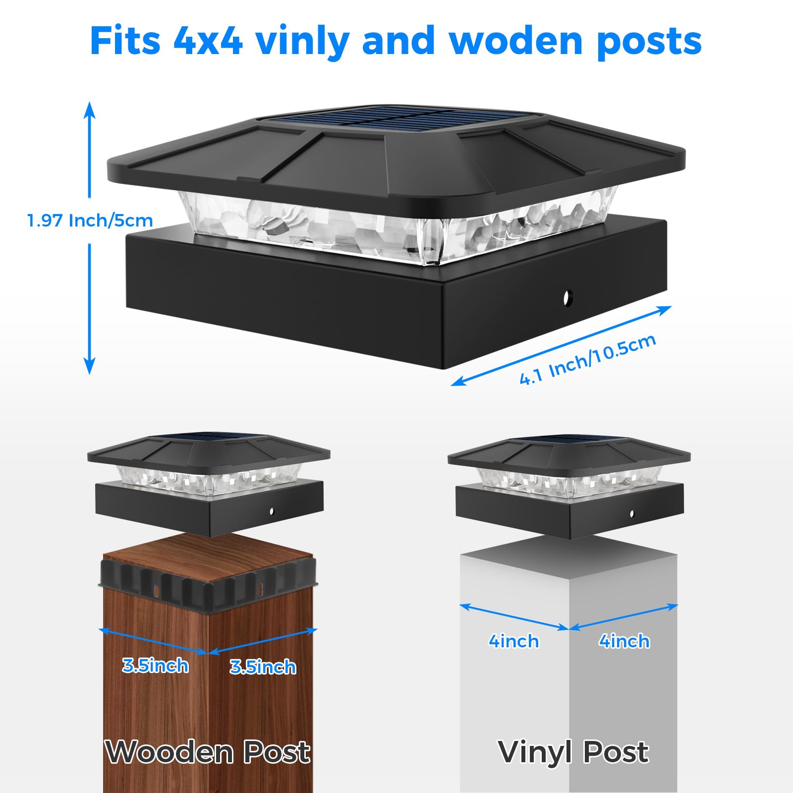 Peasur Rgb Color Changing Solar Post Cap Lights Outdoor  2 Pack 4X4 Solar Powered Fence Light Waterproof For Wood Vinyl Posts  Led Post Top Lighting For Deck Porch Railing Outside