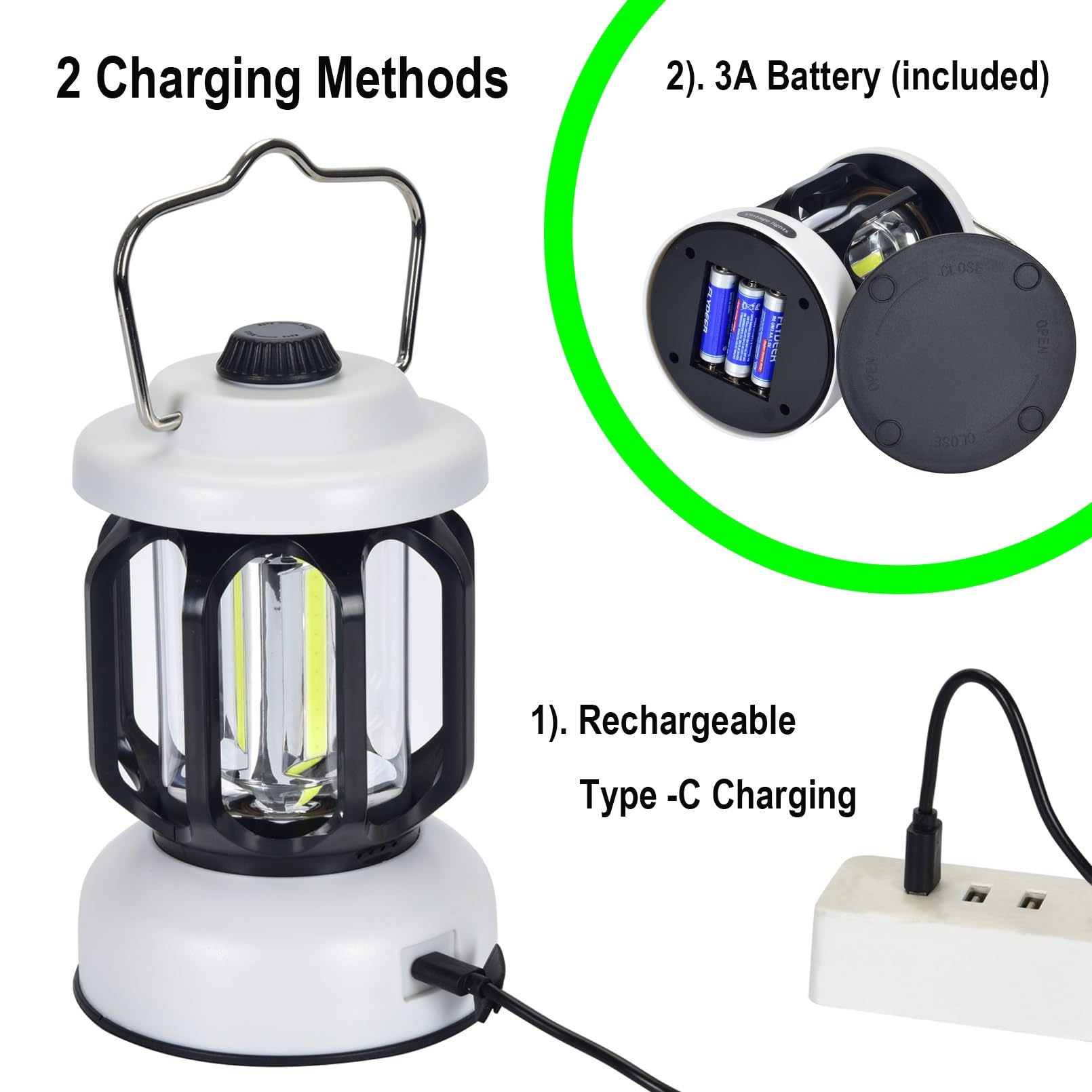 Camping Lantern Rechargeable, 360 Brightness Dimmable Retro Camping Light, Hanging Vintage Camping Lamp Outdoor Tent Light for P