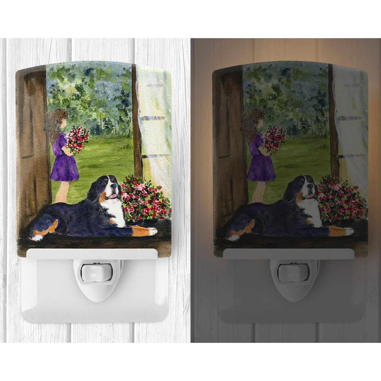 Carolines Treasures Ceramic Night Light, Bernese Mountain Dog, 6x4x3 inches, UL-Certified, Ideal for Bedroom, Bathroom, Nursery