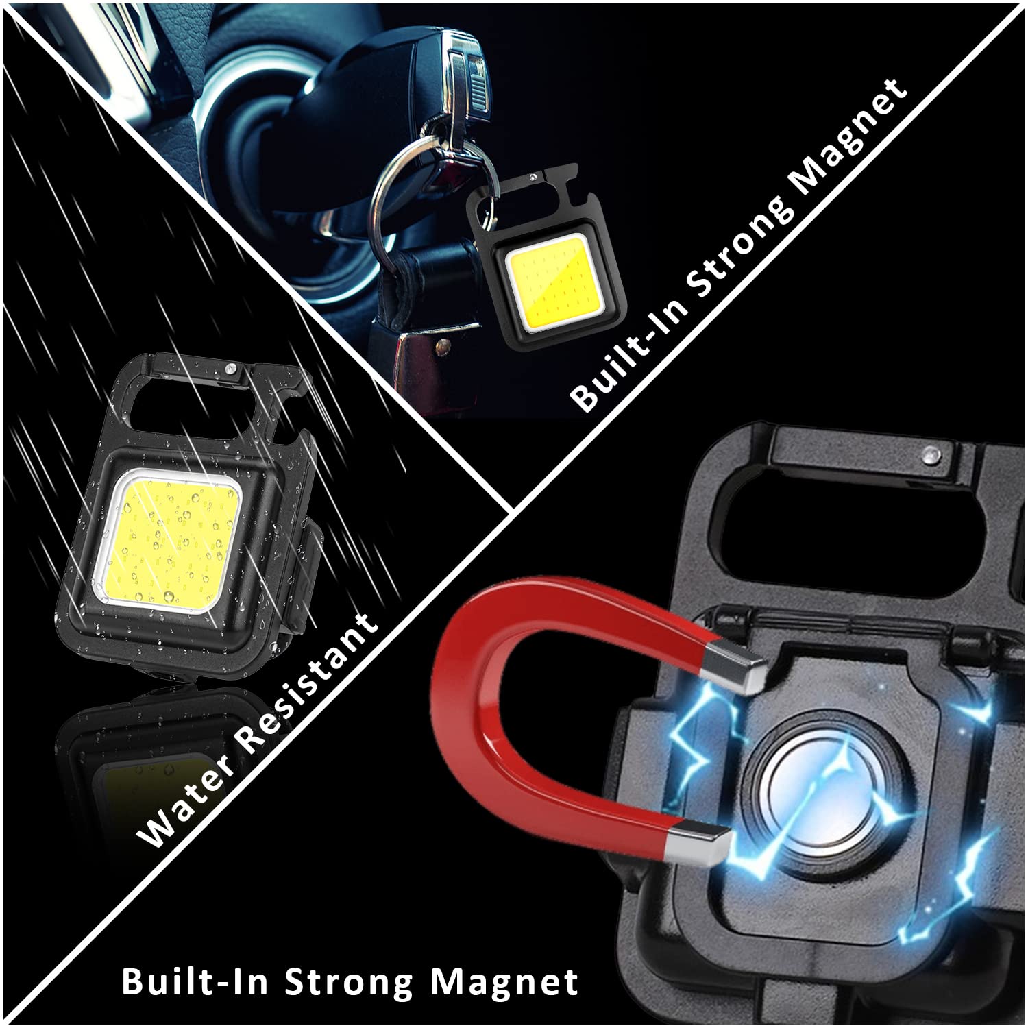 MAKDAK Keychain Flashlight - 4 Light Modes, Small Emergency Light, ABS Material, 4 Pack, Includes Folding Bracket and Bottle Opener