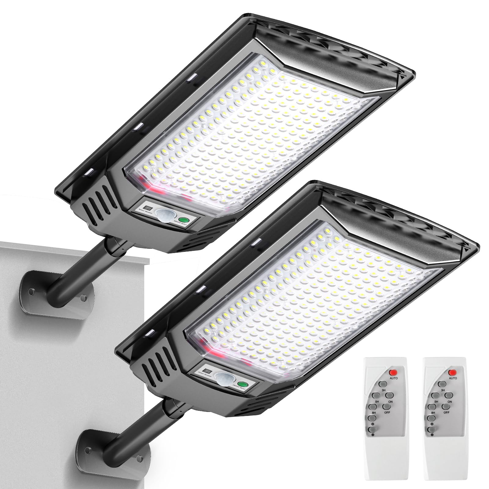 Eontim Solar Street Light  2 Pack Wide-Angle Led Solar Flood Light With Motion Sensor  Waterproof Solar Powered Outdoor Security Lighting For Yard  Driveway  Barn