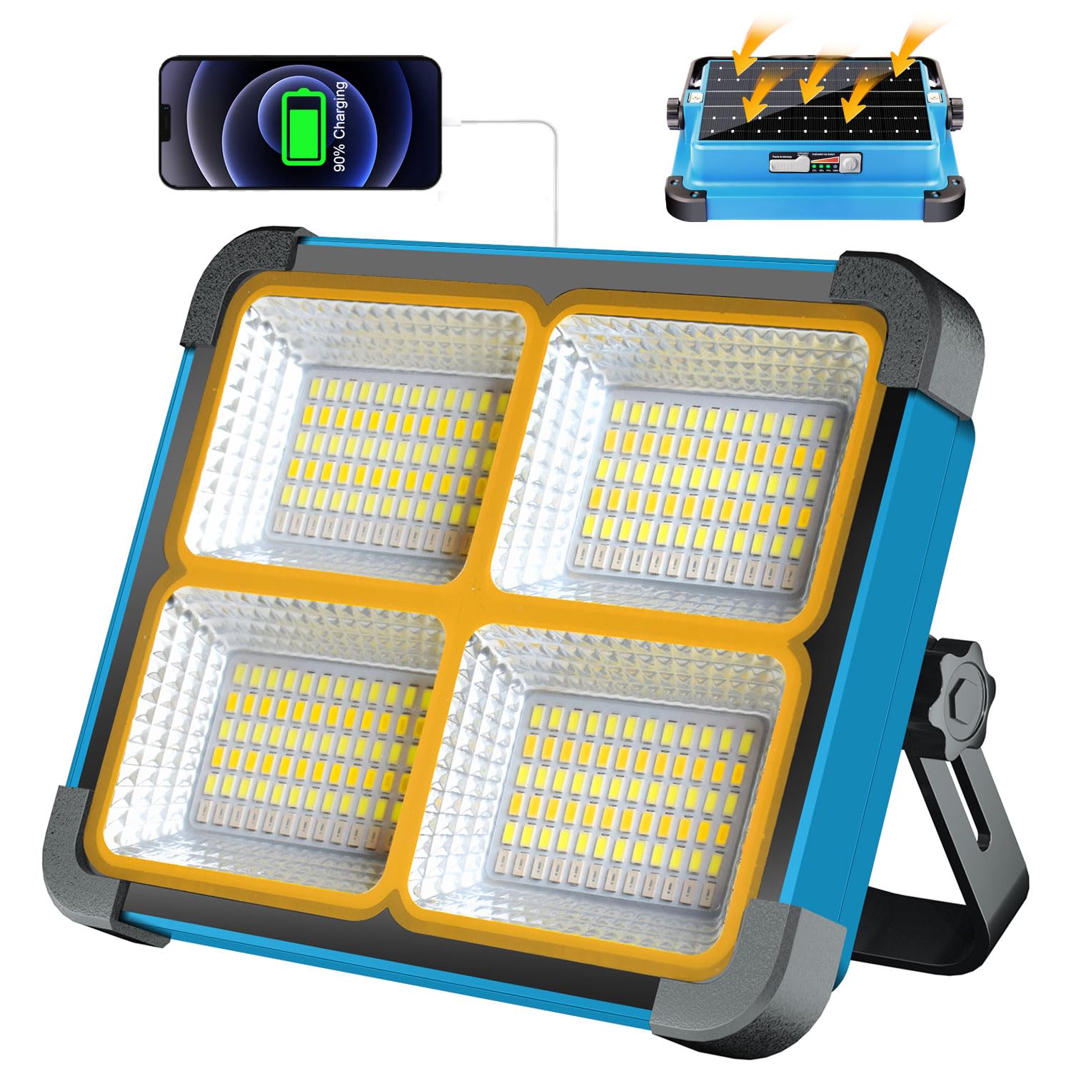 ErayLife Rechargeable LED Work Light, 10000LM Portable Work Solar Light, 100W Magnetic Worklight with 5 Modes, Waterproof Flood 