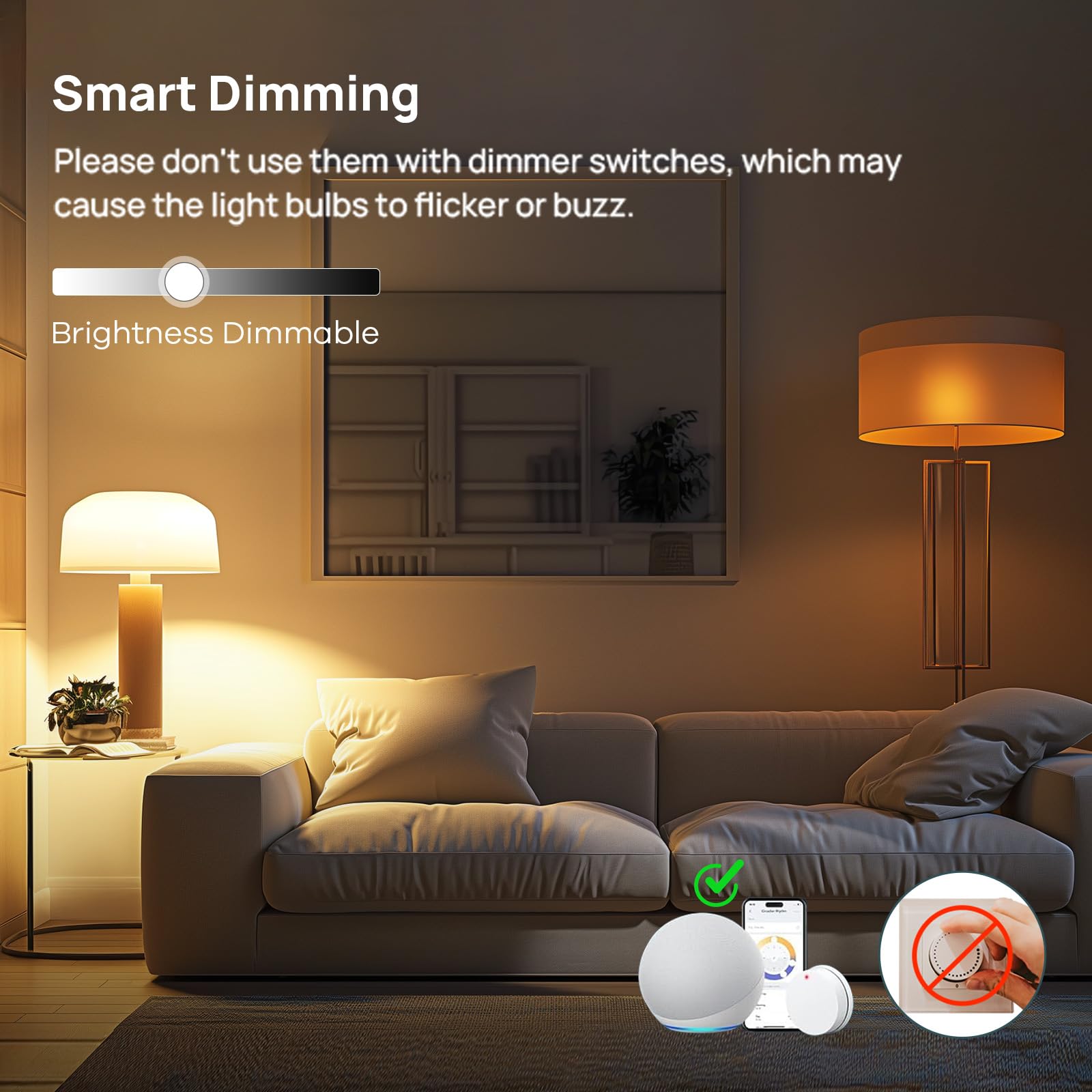 Linkind Smart Edison Light Bulbs, ST64, 8W 60W, 2700K-6500K, E26, Glass, 4 Pack