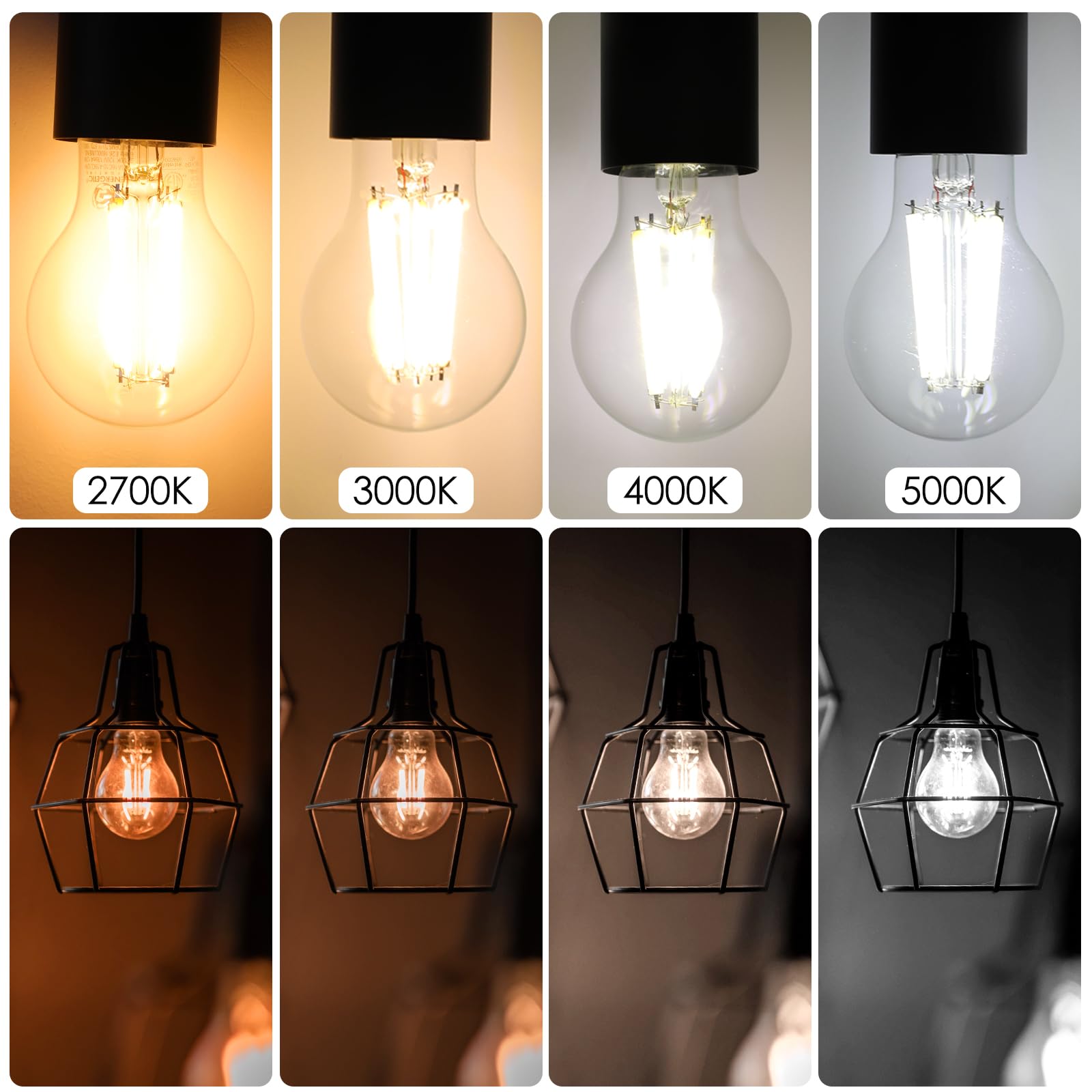 E ENERGETIC LIGHTING A19 LED Light Bulb 12W Equivalent, 1600LM, 2700K Soft White, Glass, 4-Pack