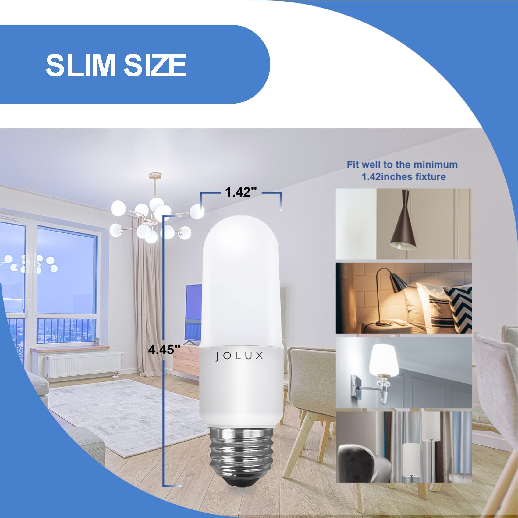 Jolux Led Stick Lights, 60 Watt Equivalent, 800 Lumen,5000K Daylight, E26 Led Bulb,Non-Dimmable, Enclosed Fixture Rated, 12Count