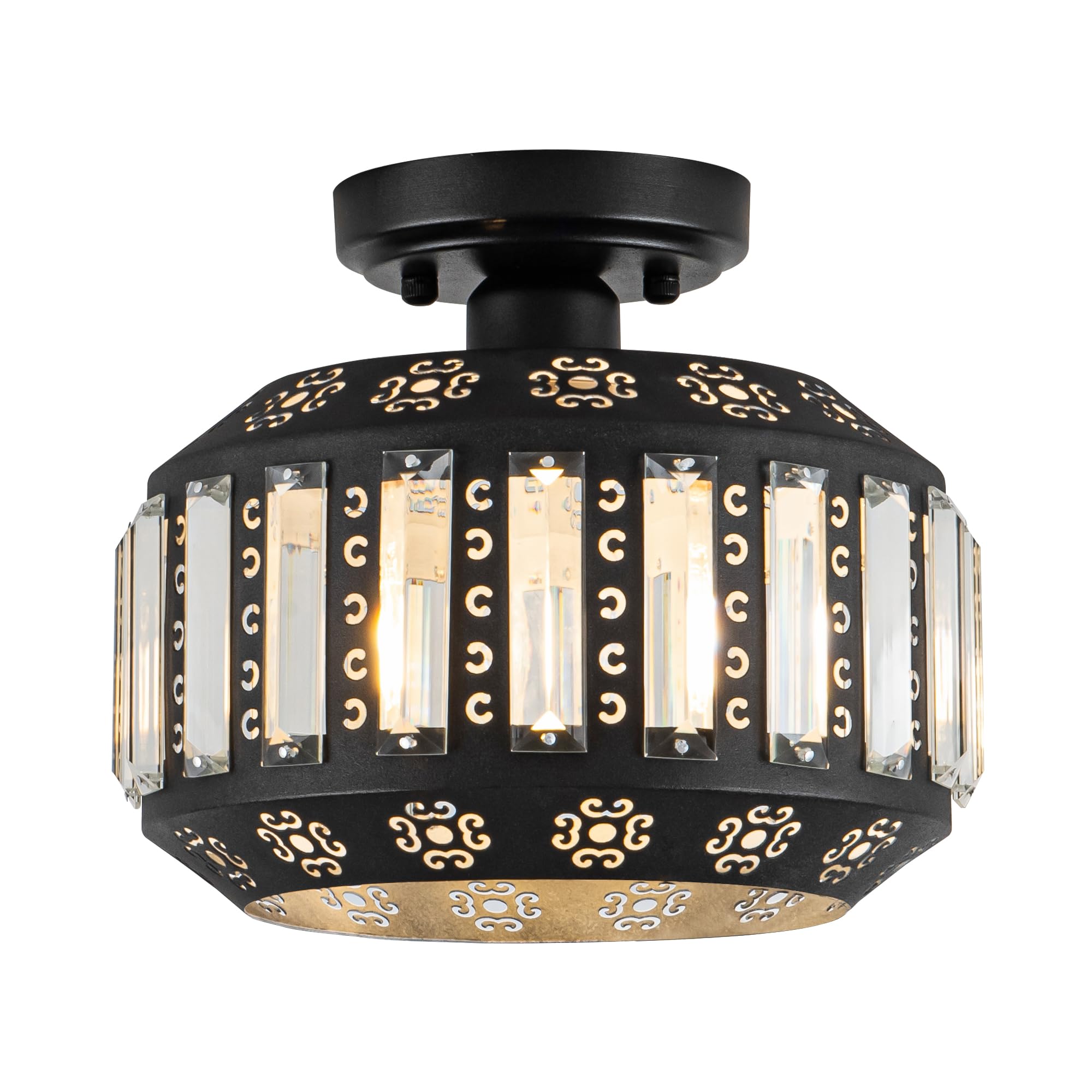 Zlepmlla Black Ceiling Light Fixture Vintage Light Fixture Ceiling Mount, French Country Ceiling Light for Bedroom Kitchen Hallw