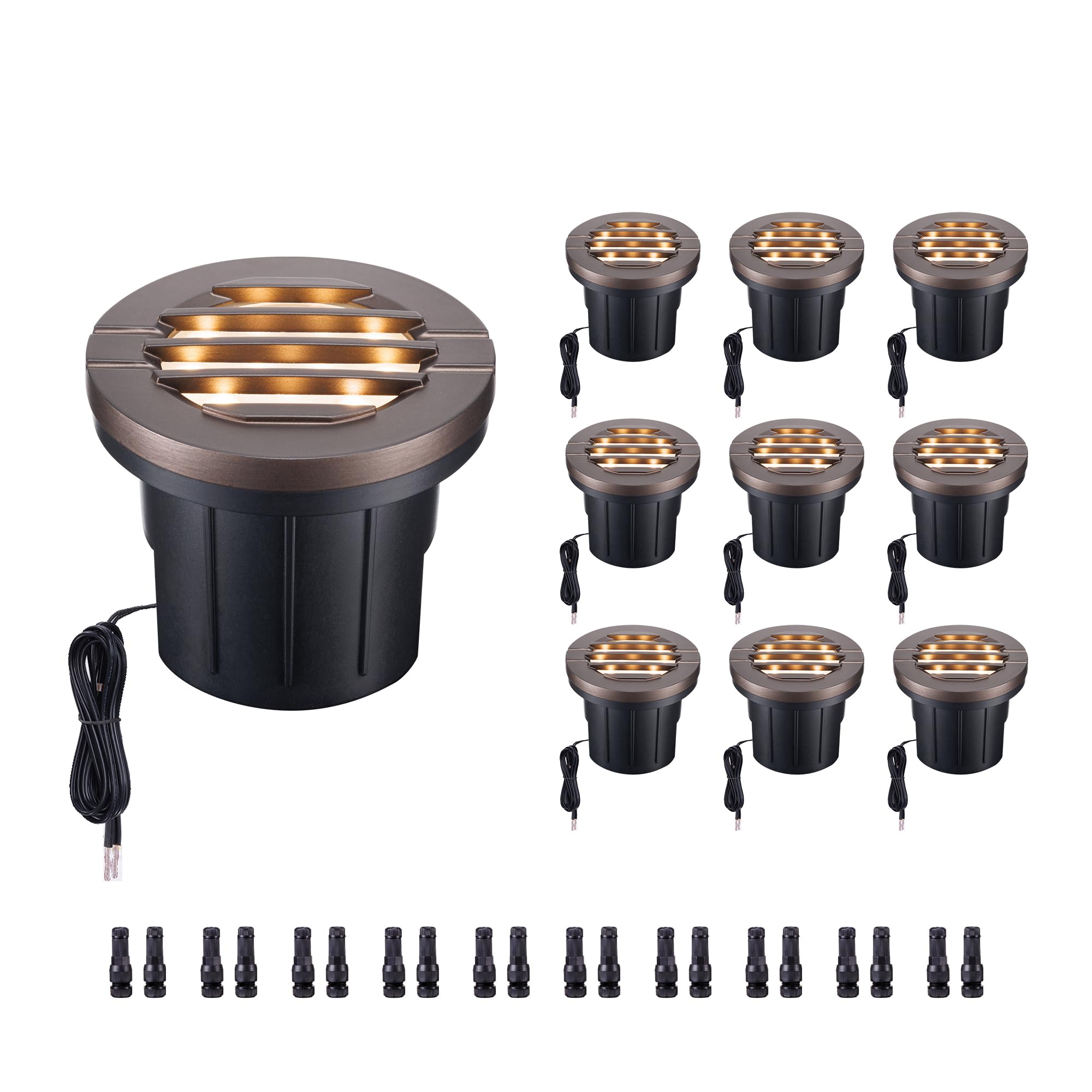 Varmtalys Low Voltage Well Lights LED, 12V in-Grade Landscape Lights, Outdoor IP67 Waterproof, 6'' Wired Grated Top Aluminum ORB