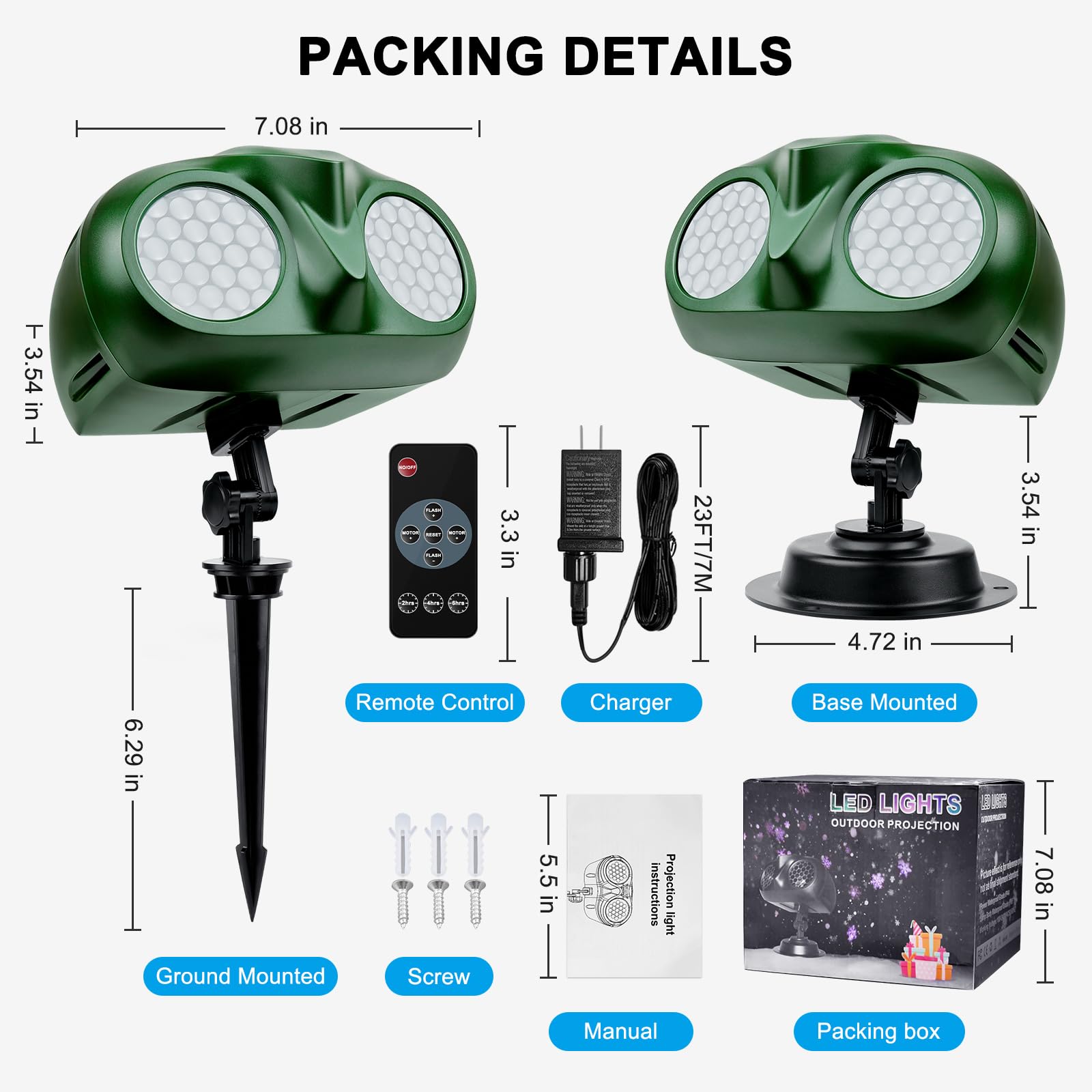 Snowflake Projector Lights Outdoor, Christmas Owl Shape Snow Light Projector, Dynamic Snow Landscape Lamp Projection With Remote