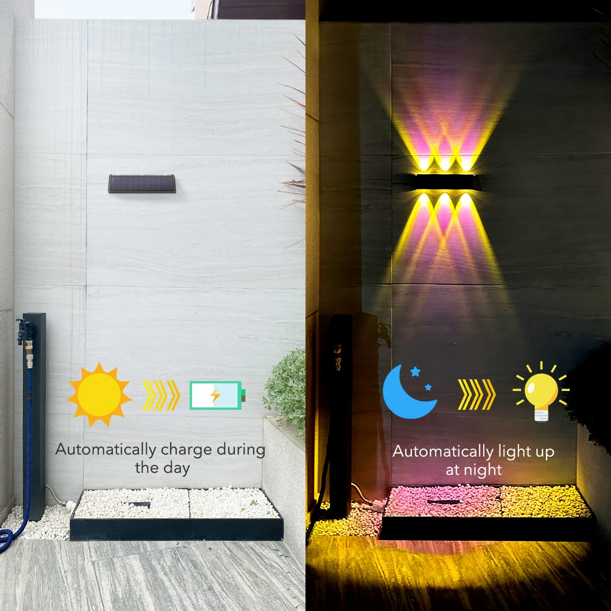 Mrzxy Solar Lights Outdoor Sconce - Waterproof Dusk to Dawn Lighting for Wall, Patio, Garden - Sunset 1 Pack, Aluminum, Model BY02