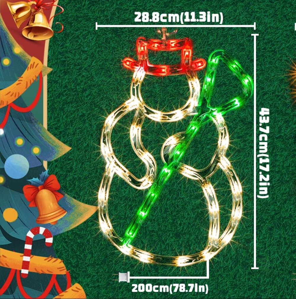 JUSTPRO Christmas Window Silhouette Lights, Lighted Snowman, 50 Mini Lights, 1-Pack, Indoor Decor, Model JK8539-Snowman