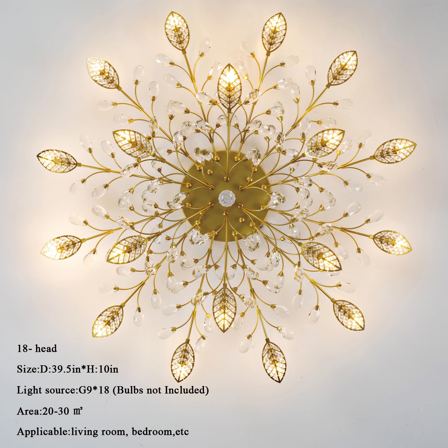 Modern Crystal Ceiling Light Fixture,Semi Flush Mount Chandeliers,Crystal Leaf Ceiling Light, Chandelier For Dining Room,Living