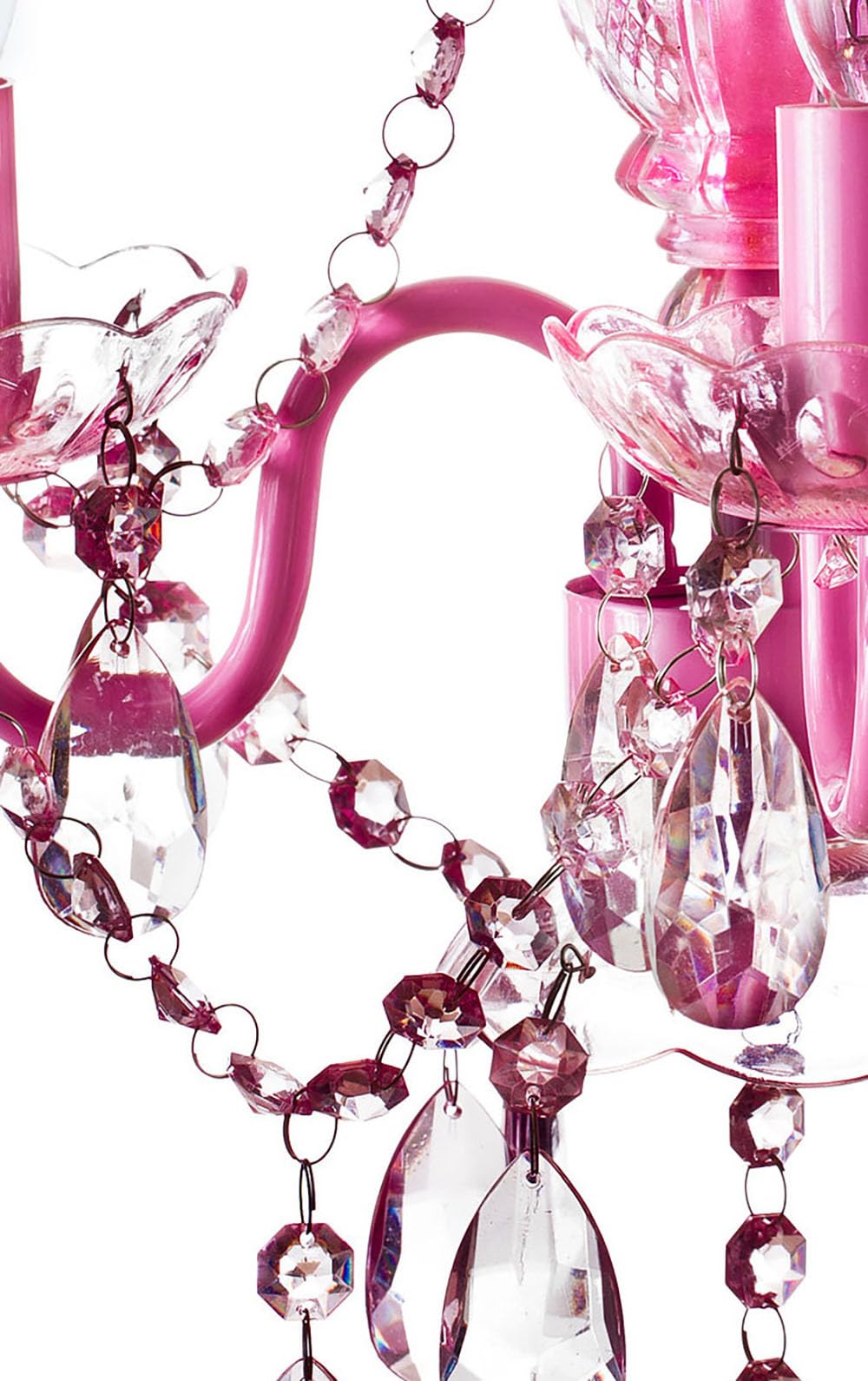 Gypsy Color 4 Light Pink Hardwire Flush Mount Chandelier, Acrylic Crystals, Metal Frame, H17.5”Xw15”, Model Rv-Rsw5-Nmbe