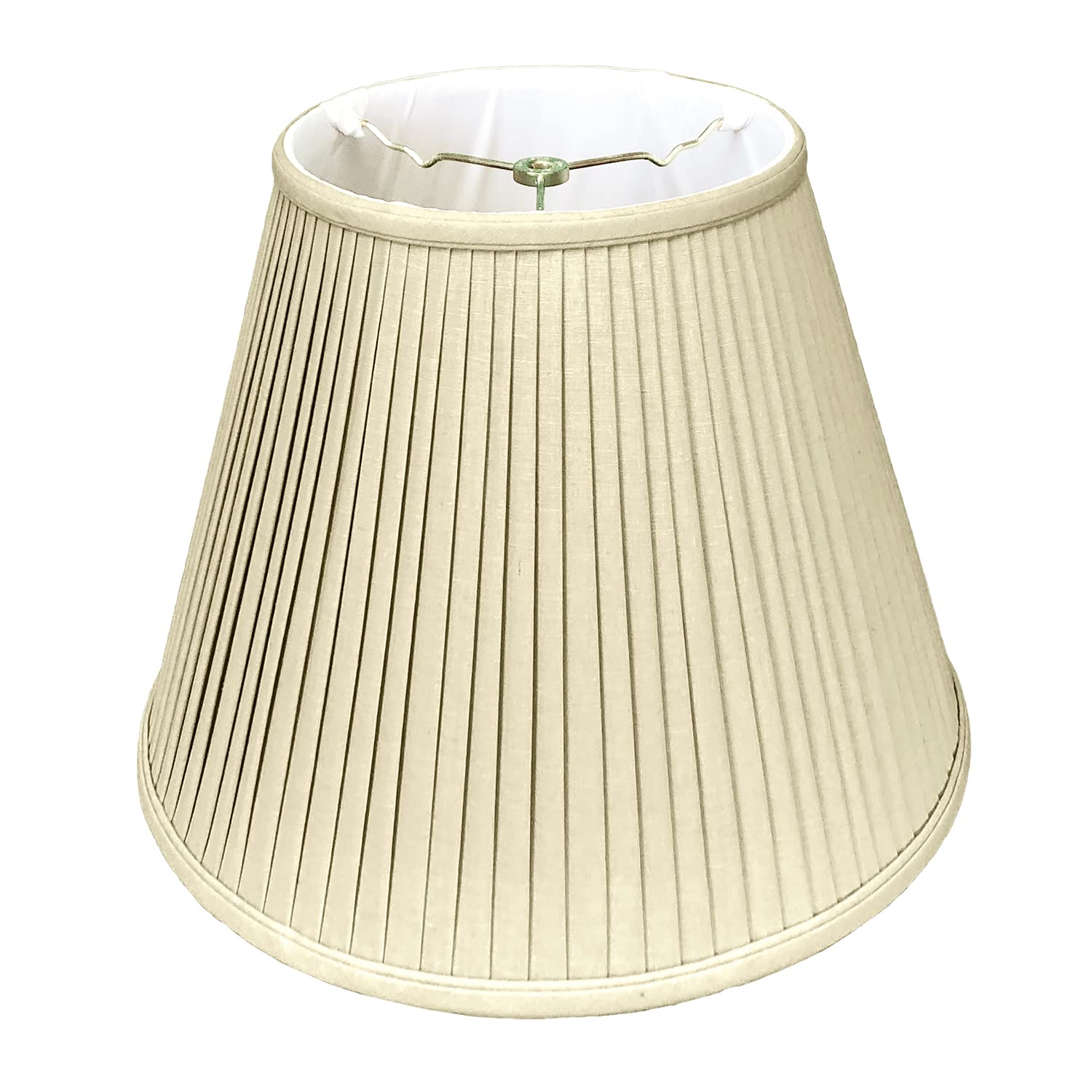 Royal Designs Deep Empire Side Pleat Basic Lamp Shade, Linen with Taupe, 10&quot; x 20&quot; x 15&quot;, BS-728-20LNTP