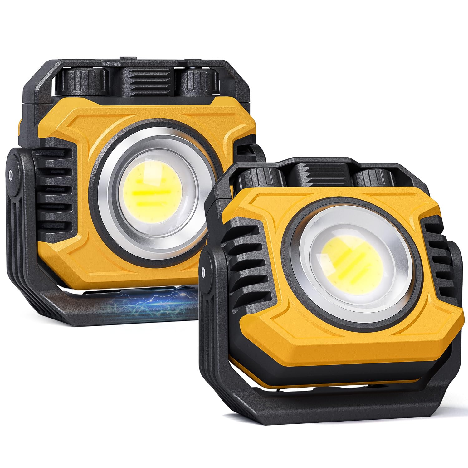 Samyoung 2 Pack Super Bright Rechargeable Work Light, 28 Hours Long Lasting Stepless 2700-8000K White Warm & Brightness Magnetic