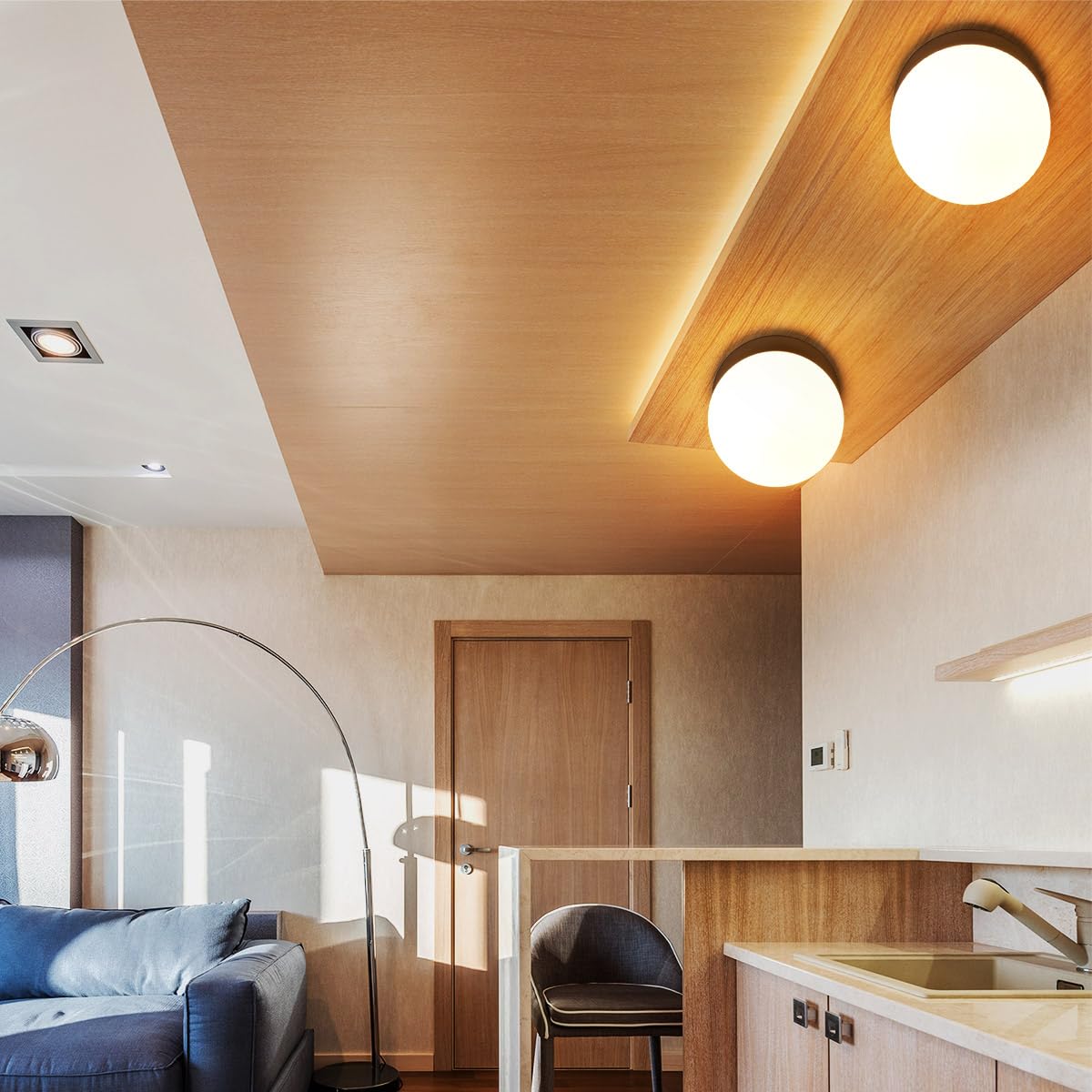 Wall Sconces, 1 Light Modern Globe Sconce In Matte Black, Wall Light For Bedroom Bathroom Living Room & Hallway Vanity Lighting,