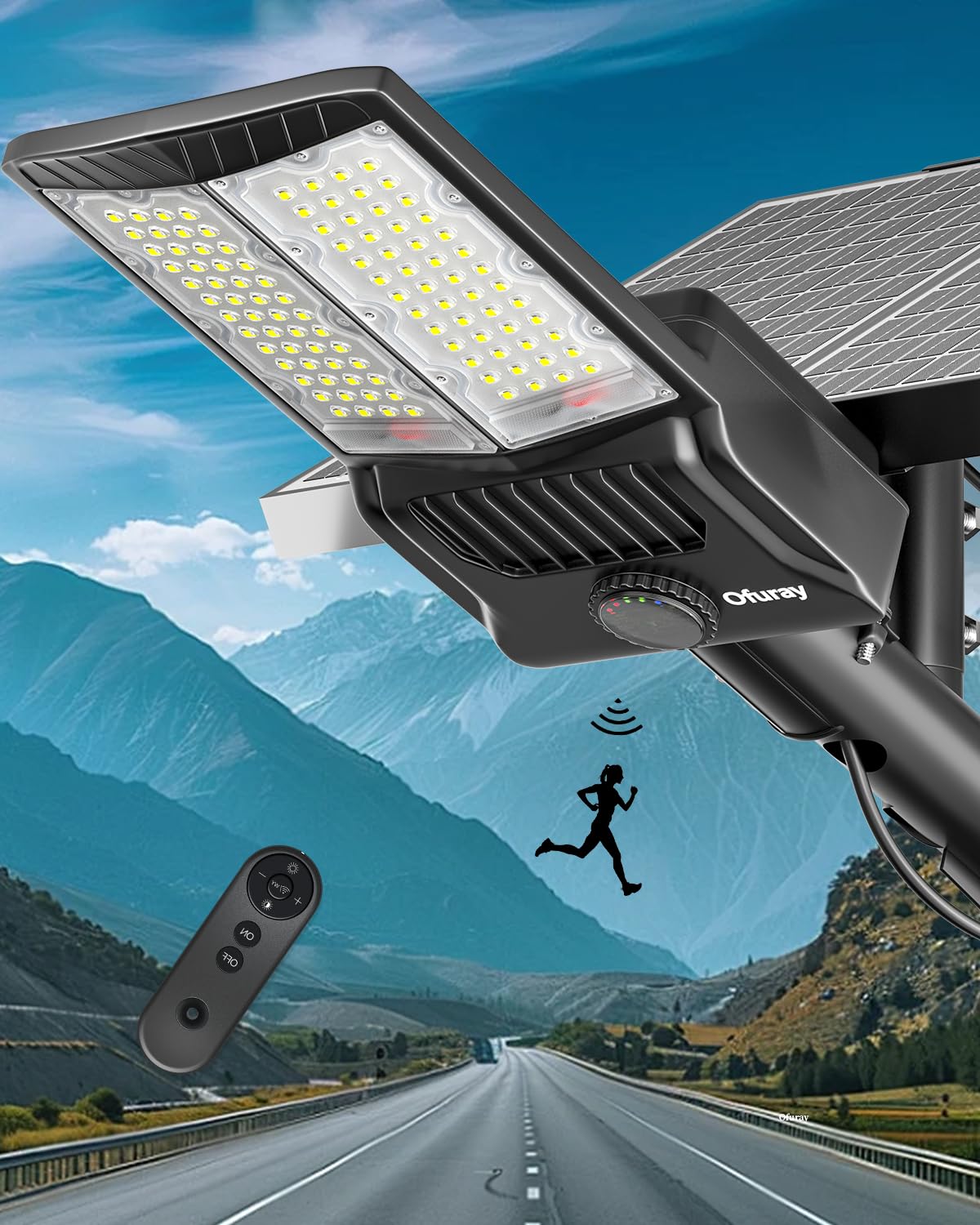 Ofuray Of-10600w Solar Street Lights Outdoor,750000lm Solar Security Flood Lights Parking Lot Commercial with Motion Sensor, 650