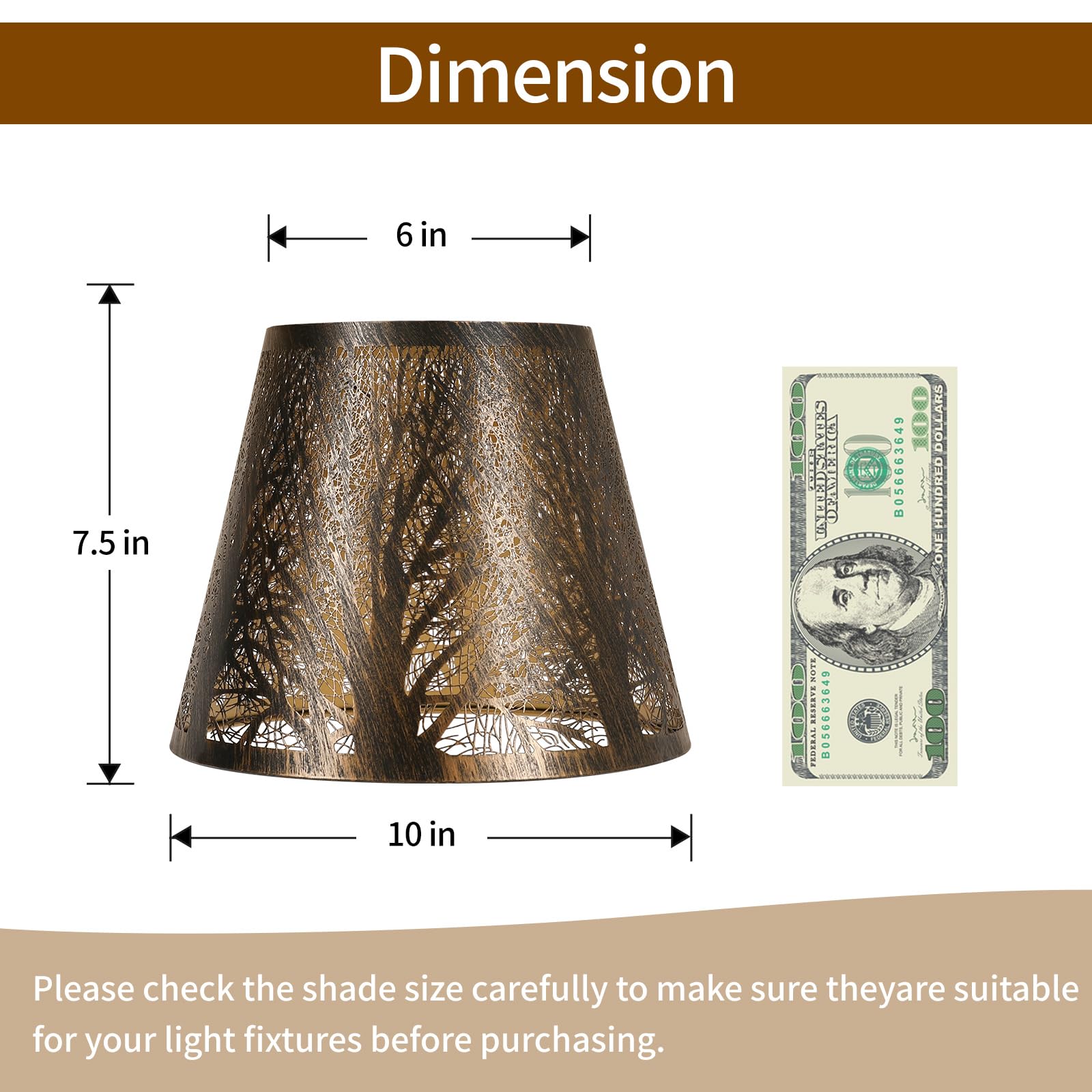 Small Metal Lampshade Forest Etching Forest Lamp Shade Pattern 6 Top 10 Bottom Height 7.5 Fits For Table Lamps And Floor Lamps Spider Fitter Out Black In Gold Alucset Lampshade