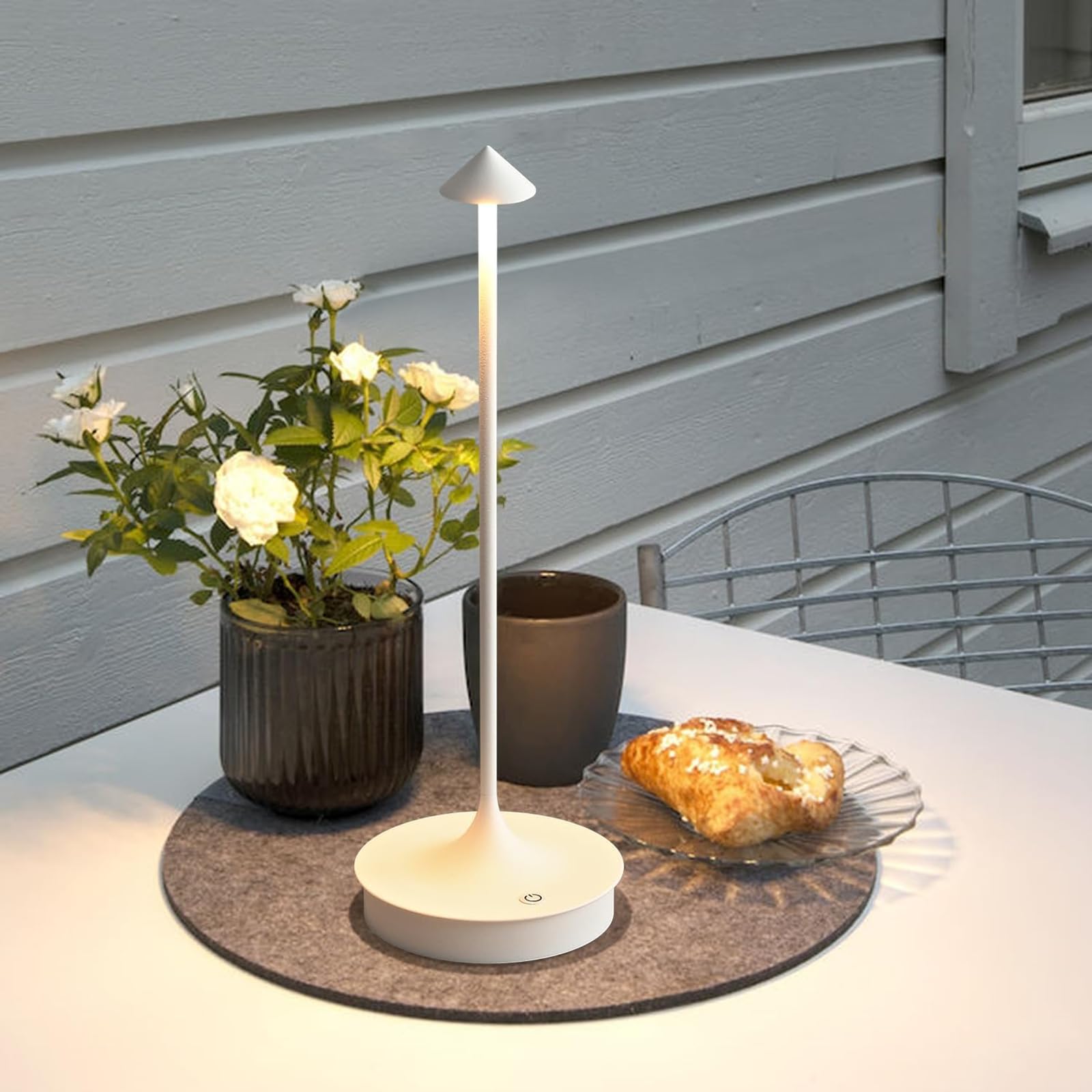 BaiZhou Cordless Table Lamp LED Rechargeable 4000mAh Waterproof Portable Touch Dimmable White-2PC Model LD9537