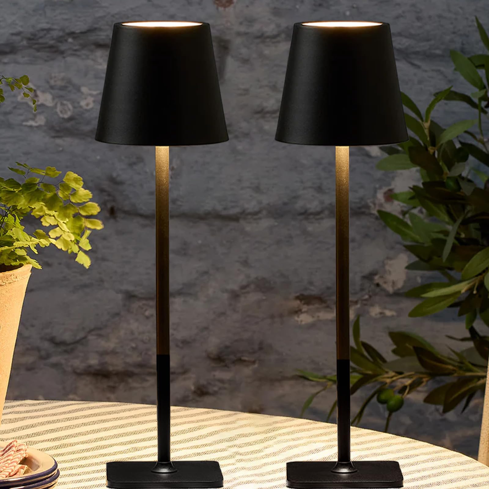 2 Pack Cordless Table Lamps-5500mAh Rechargeable Lamp,Waterproof Outdoor Table Lights for Patio/Shower/Restaurant/Dinner/Kitchen