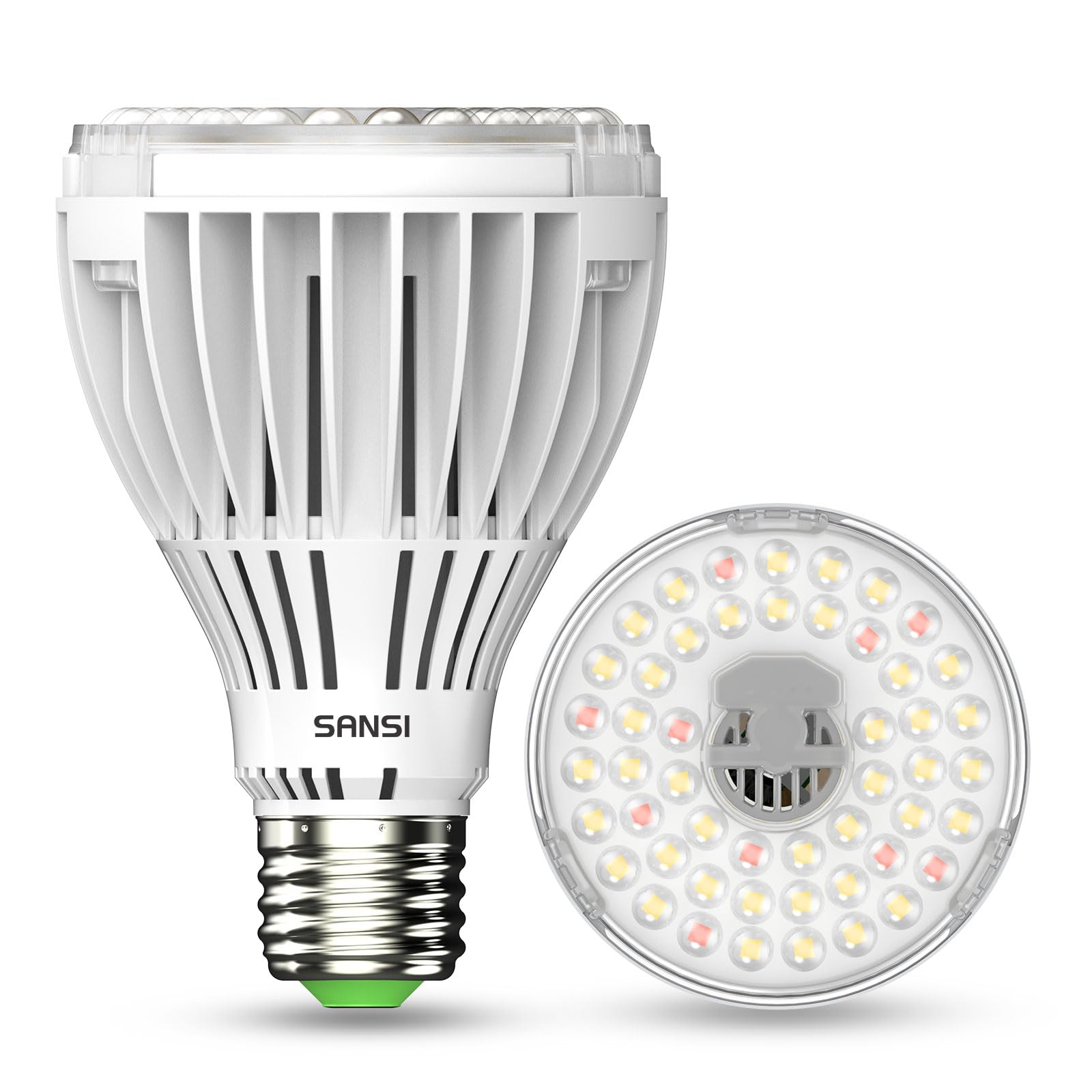 SANSI 300W Equivalent LED Grow Light Bulb, PAR25 30W 5000K+660nm Full Spectrum Grow Bulb for Indoor Plants, 25,000 Hours Lifespa