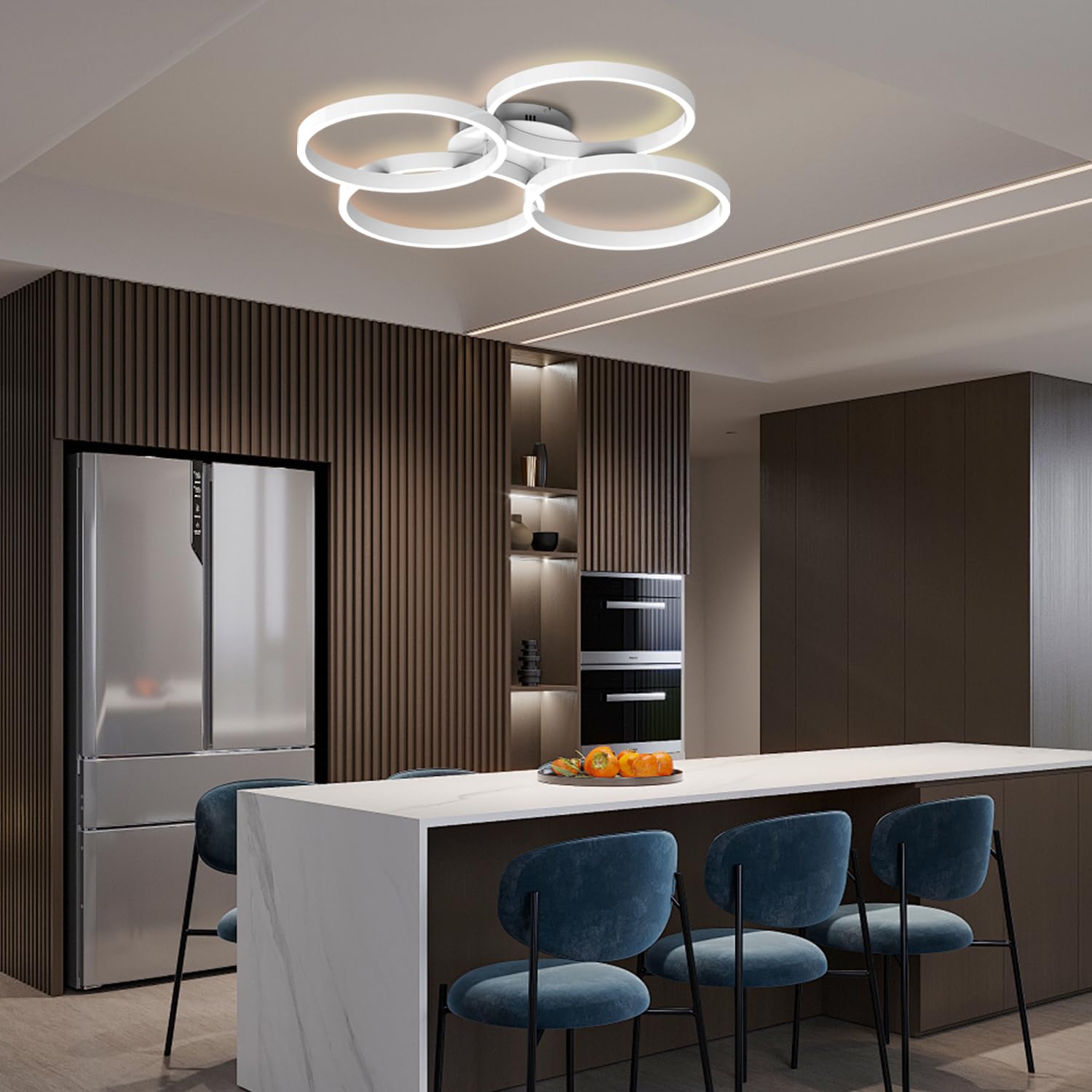 Lofikedi 30W Modern Led Ceiling Light, 27 Inch 4 Ring Design, 3500K - 6500K Dimmable, 1500Lm - 3000Lm, Flush Mount, For Kitchen,