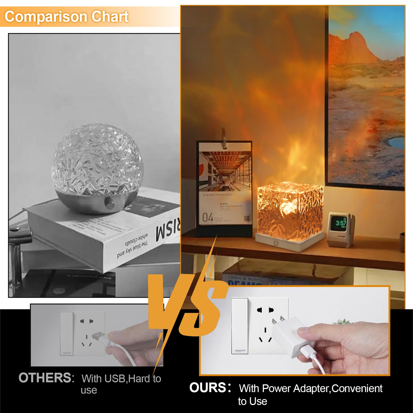 YYUJIALIANG Northern Lights Projector, 16 Colors Aurora Lamp with Remote, Acrylic, Multicolor, Model Northern Lights-1P