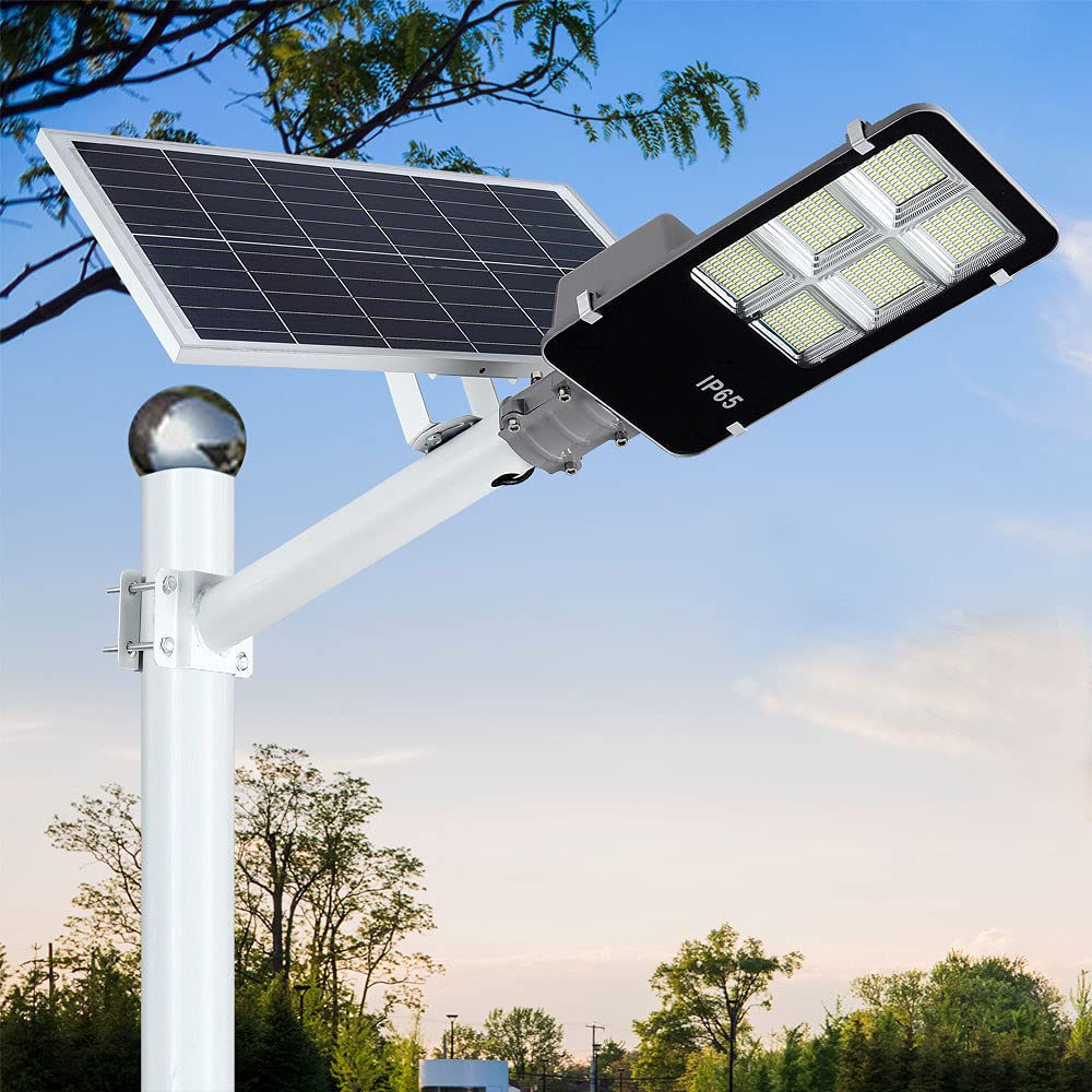 DENGMALL 6000W LED Solar Street Lights Outdoor, Dusk to Dawn Security Flood Light with Remote Control, Wireless, Waterproof, Per