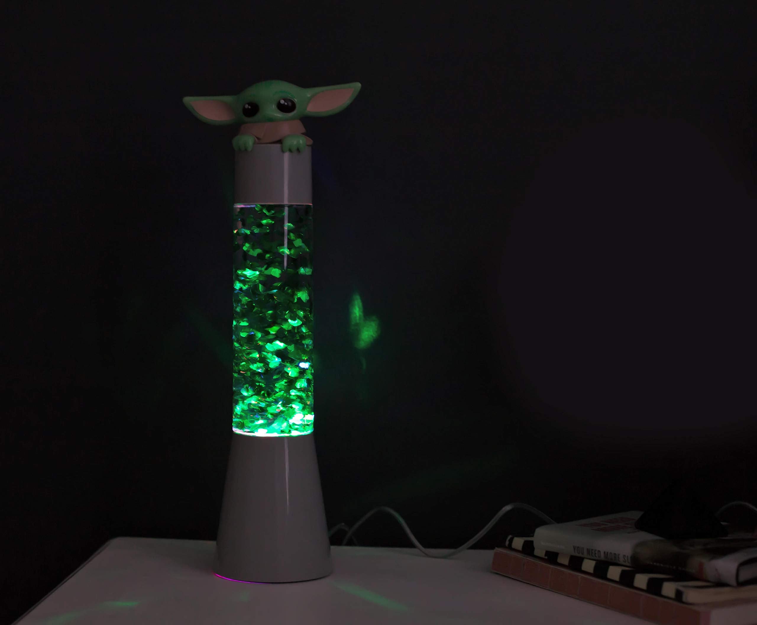 STAR WARS The Mandalorian 14-Inch 3D Glitter Motion Lamp - Green, Plastic, Model 886388163045