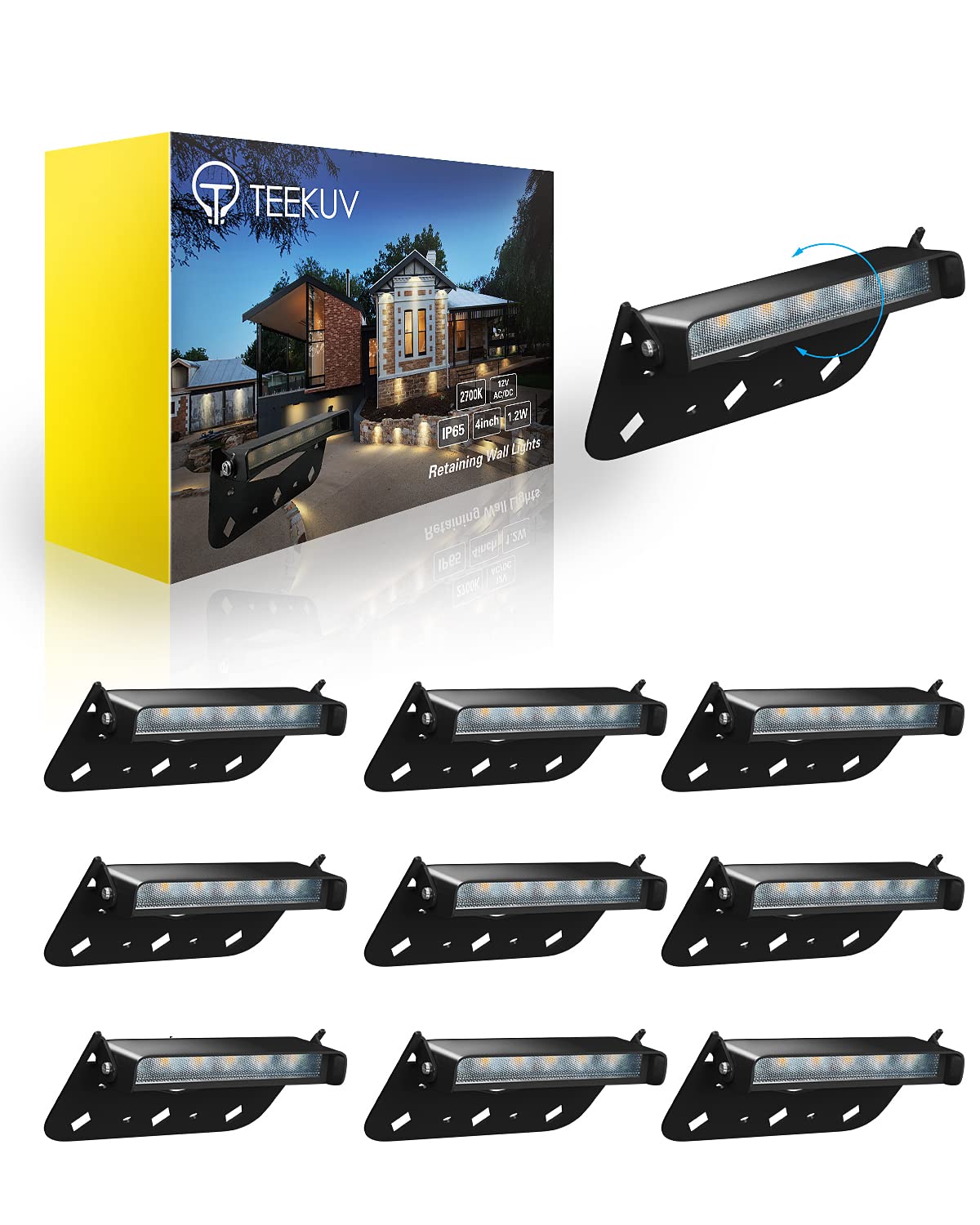 10 Pack 4 Inch Led Hardscape Lighting, Retaining Wall Lights Ip65 Waterproof Paver Lights, 12V Ac/Dc Low Voltage Outdoor Soft White 2700K Landscape Lighting, 50,000 Hours Lifespan